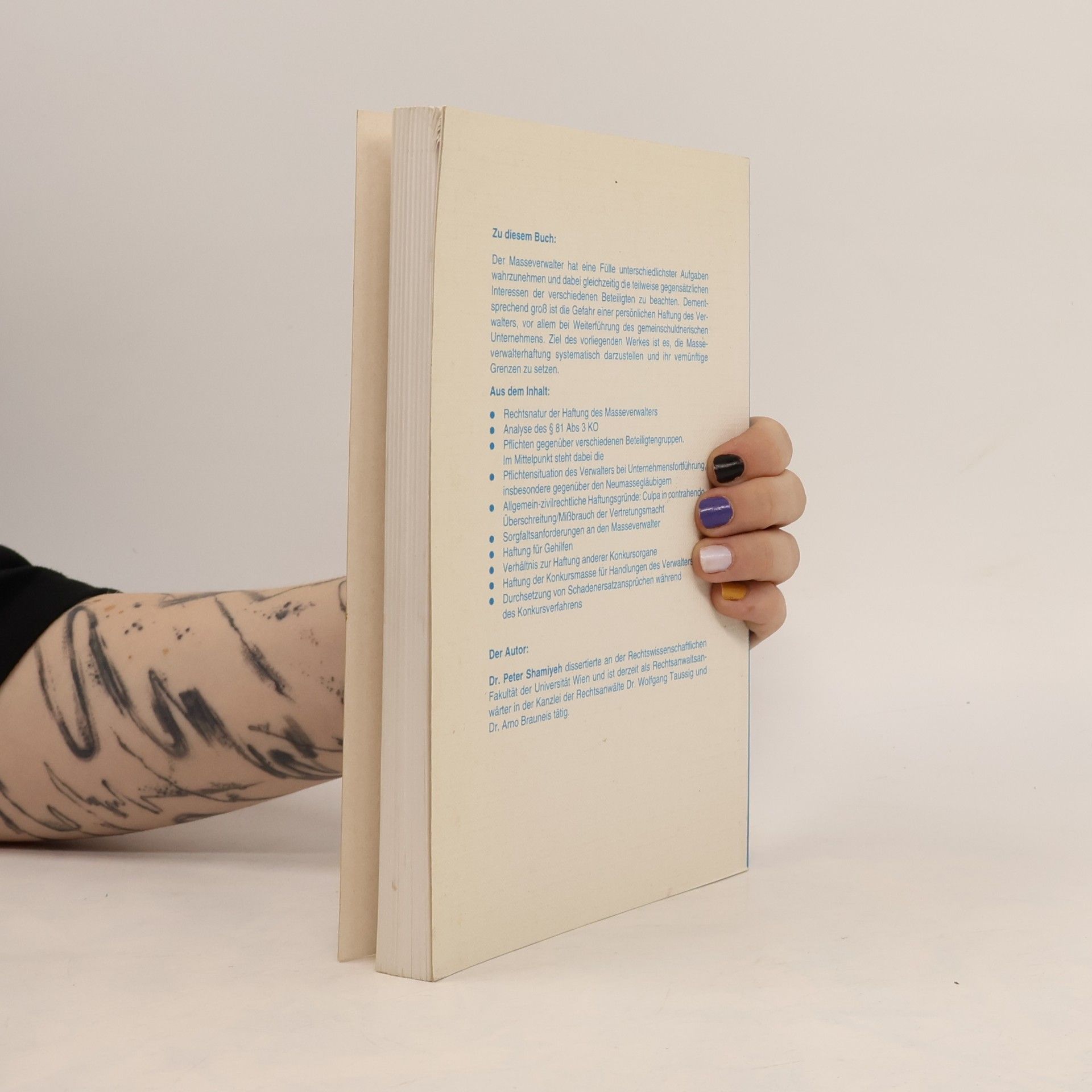 Peter Shamiyeh Österreichische Rechtswissenschaftliche Studien - 33: Die zivilrechtliche Haftung des Masseverwalters