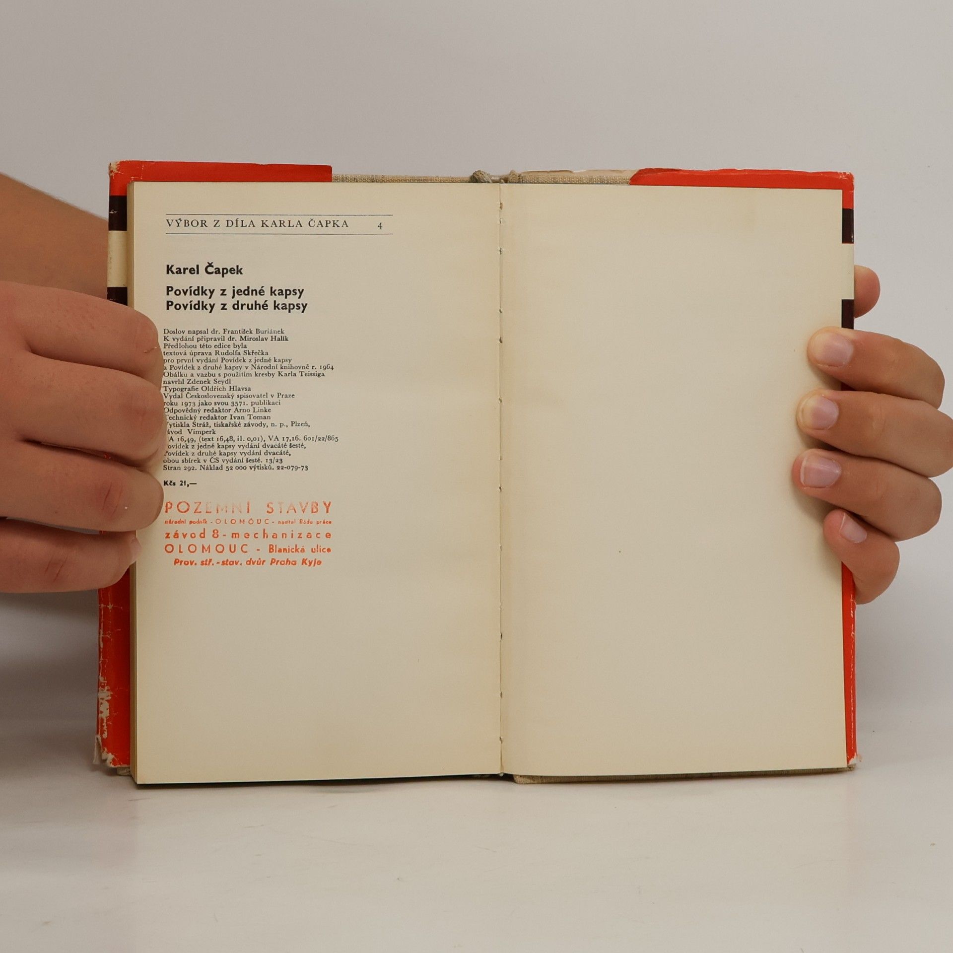 Karel Čapek Povídky z jedné kapsy. Povídky z druhé kapsy