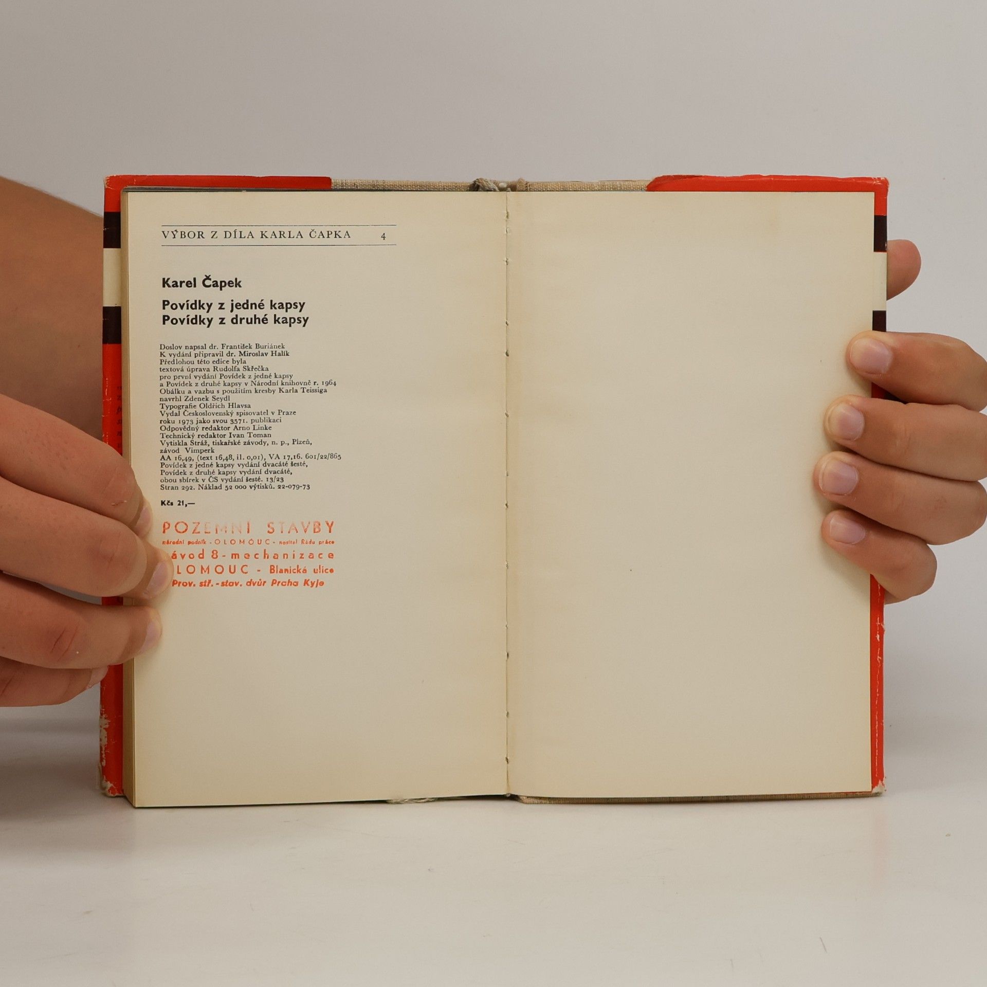 Karel Čapek Povídky z jedné kapsy. Povídky z druhé kapsy