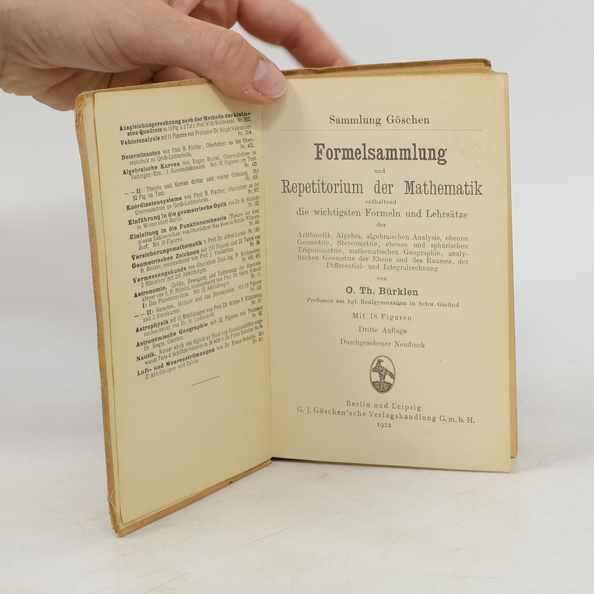 O. Th. Bürklen Mathematische Formelsammlung