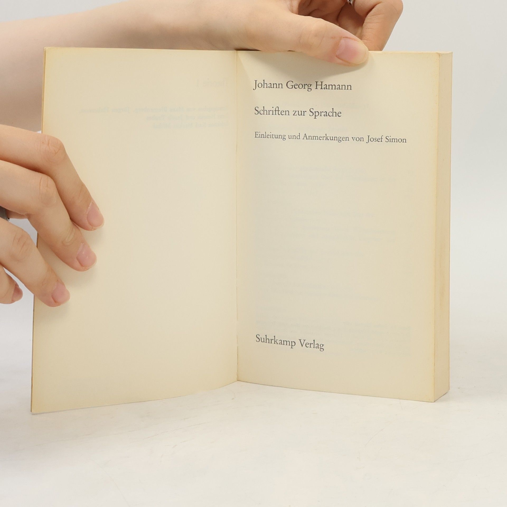 J. G. Hamann Schriften zur Sprache