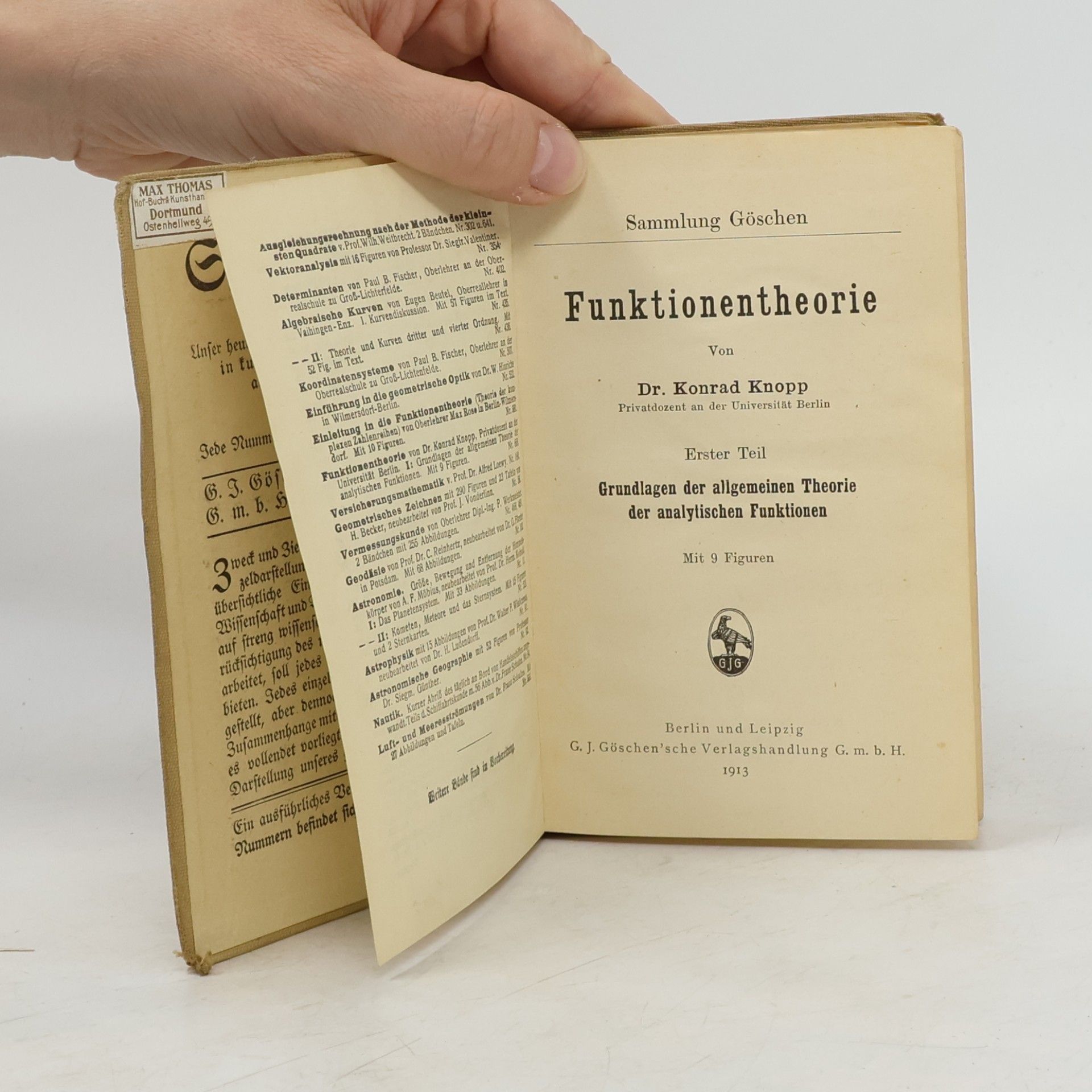Konrad Knopp Funktionentheorie I