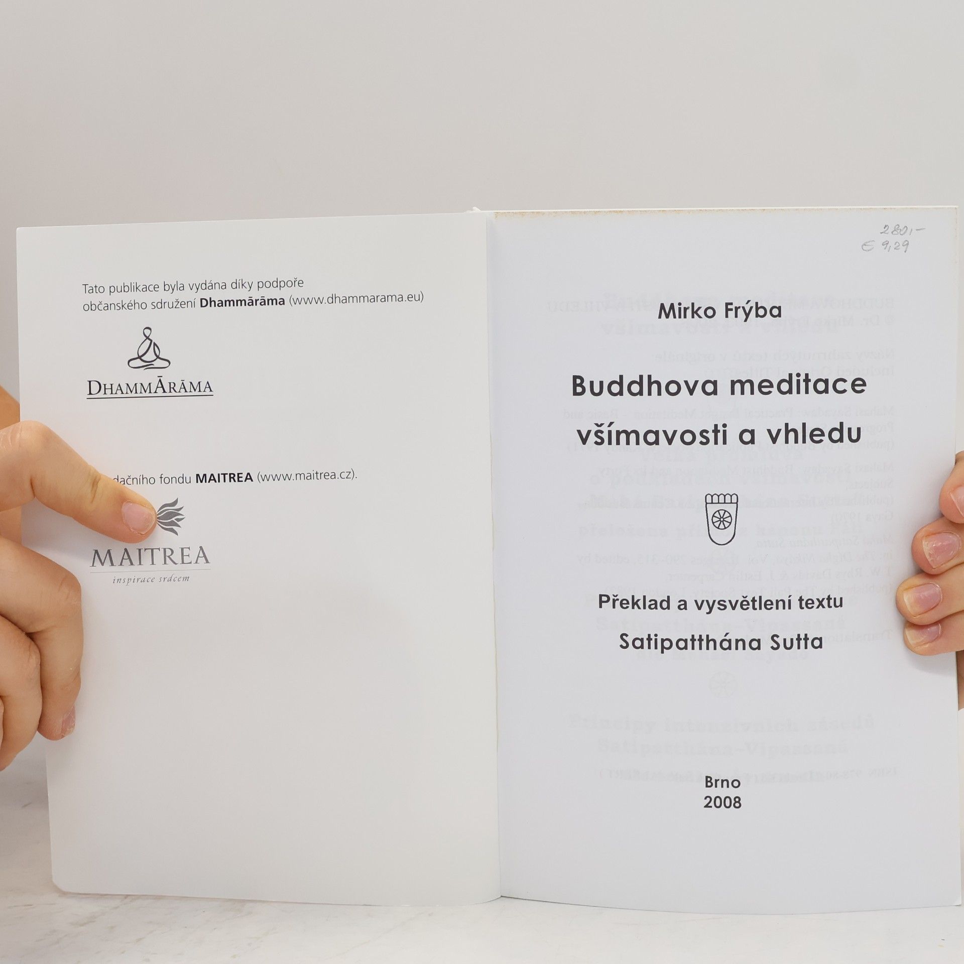 Mirko Frýba Buddhova meditace všímavosti a vhledu