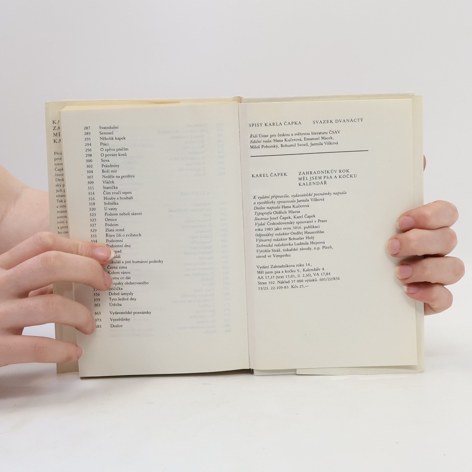Karel Čapek Spisy XII. Zahradníkův rok. Měl jsem psa a kočku. Kalendář