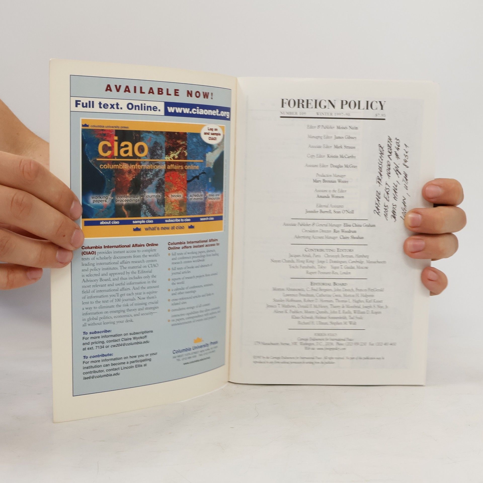 Jacques Attali Foreign Policy Winter 1997-98