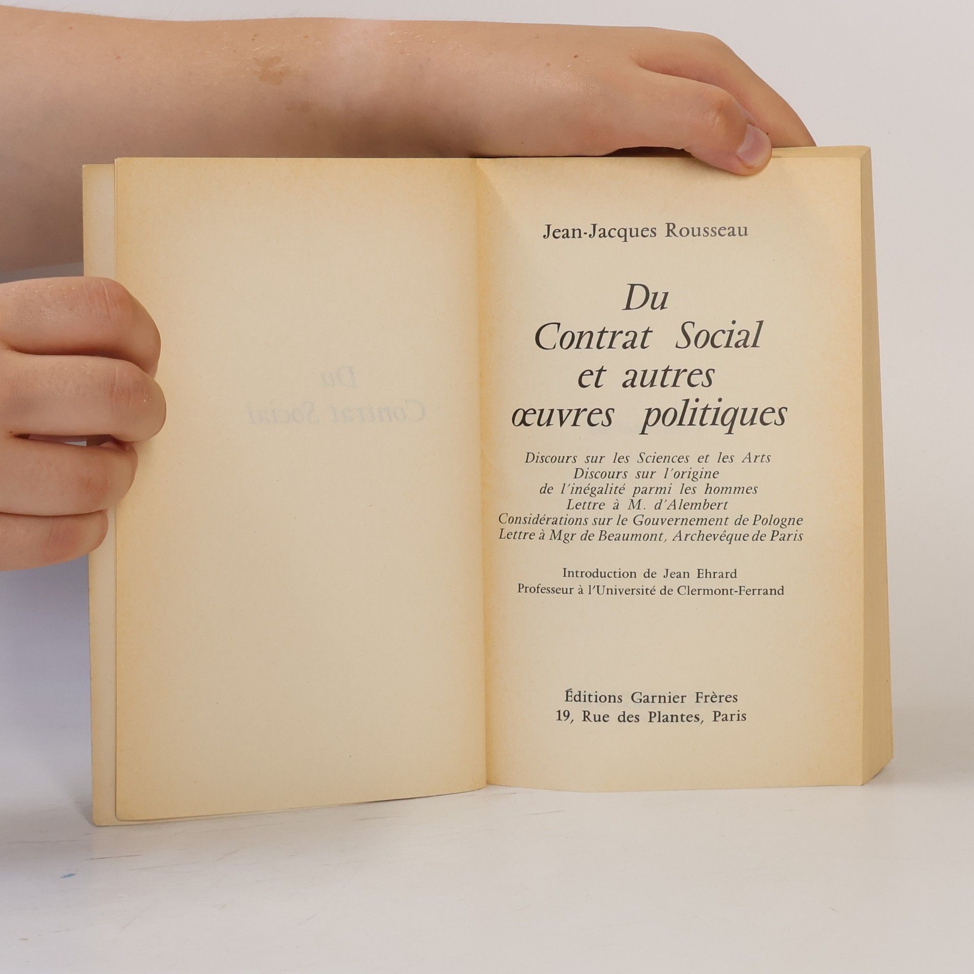 Jean Jacques Rousseau Du Contrat Social et autres œuvres politiques
