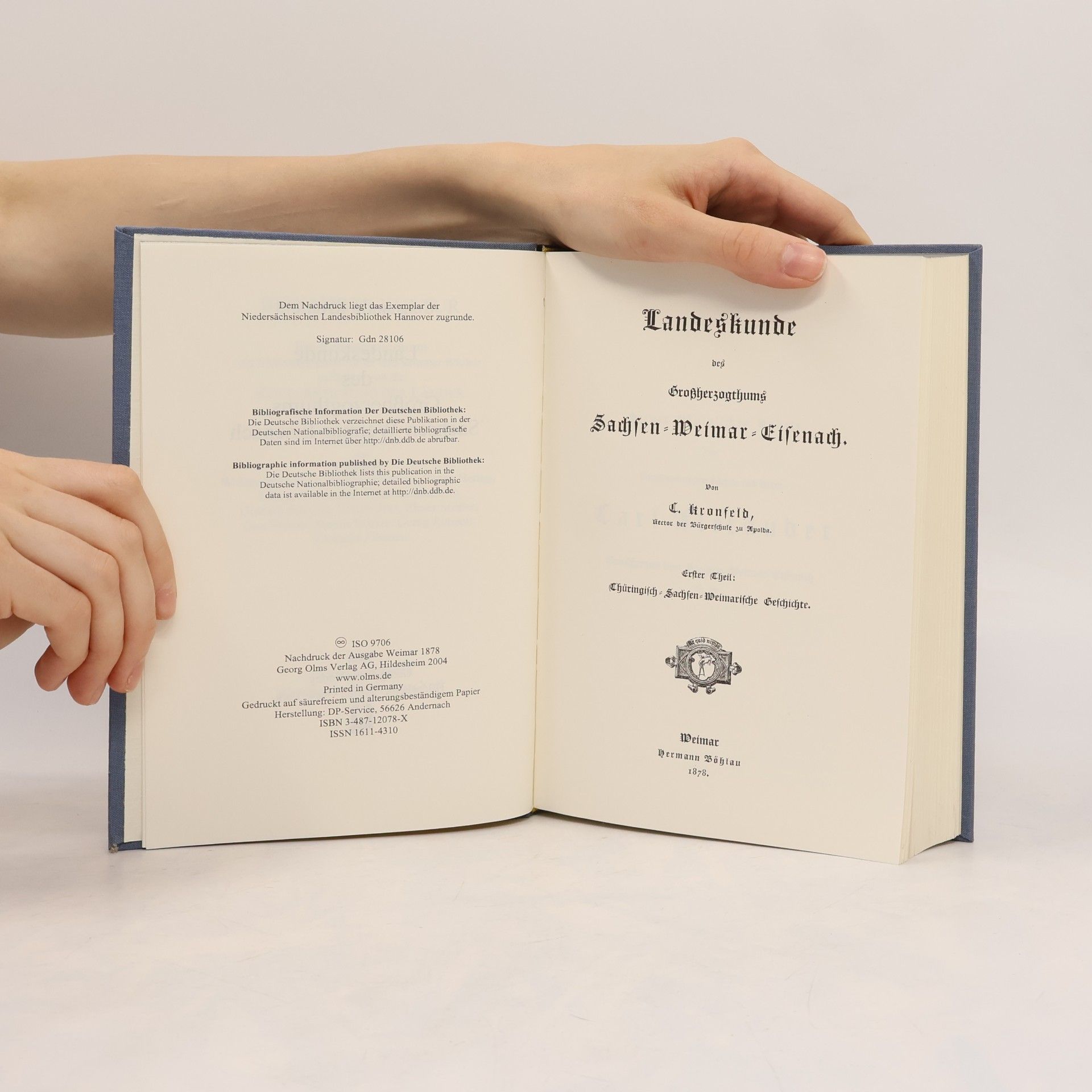 Constantin Kronfeld Landeskunde des Großherzogthums Sachsen-Weimar-Eisenach I