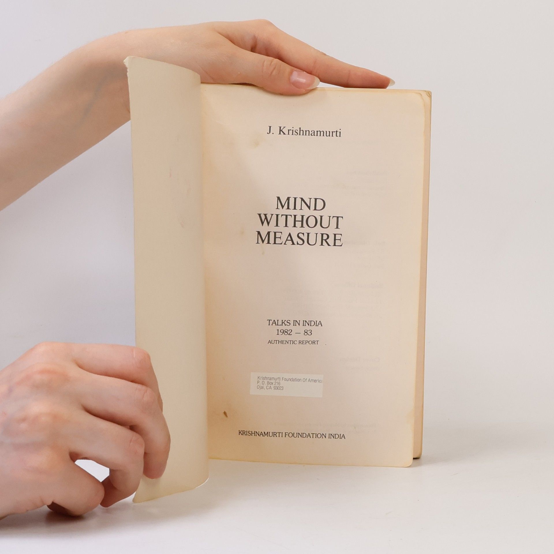 Jiddu Krishnamurti Mind Without Measure