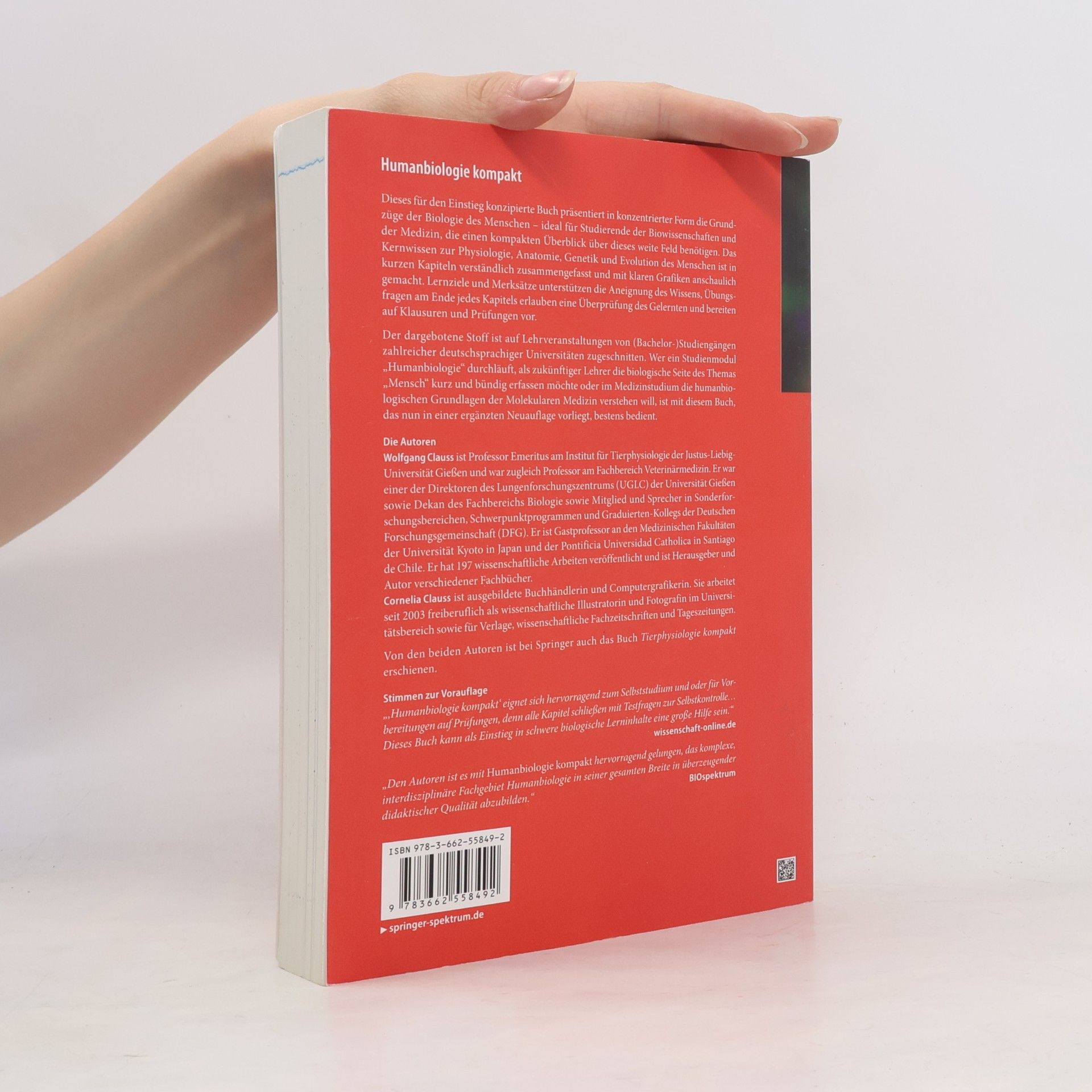 Wolfgang Clauss Humanbiologie kompakt - Lehrbuch - 2. Auflage