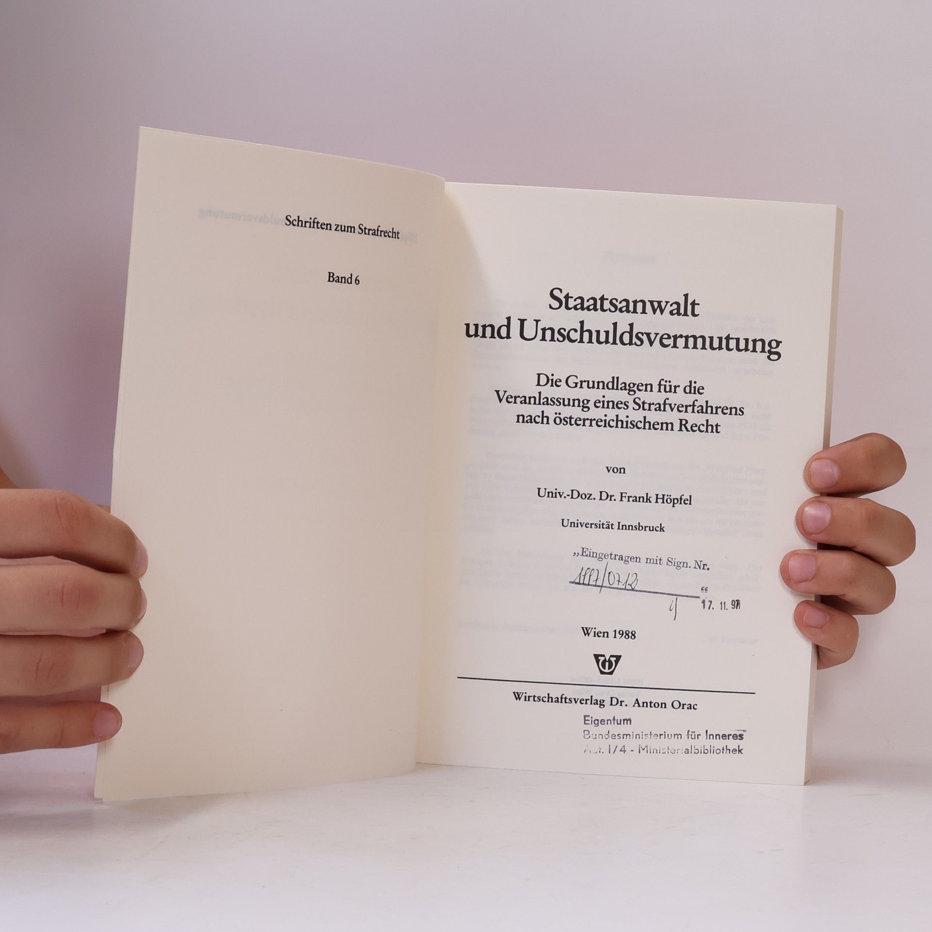 Frank Höpfel Staatsanwalt und Unschuldsvermutung