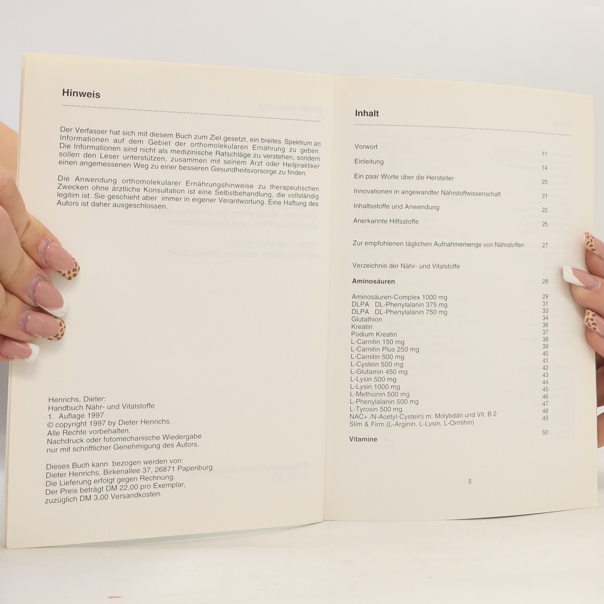 Dieter Henrichs Handbuch nahr- Und Vitalstoffe