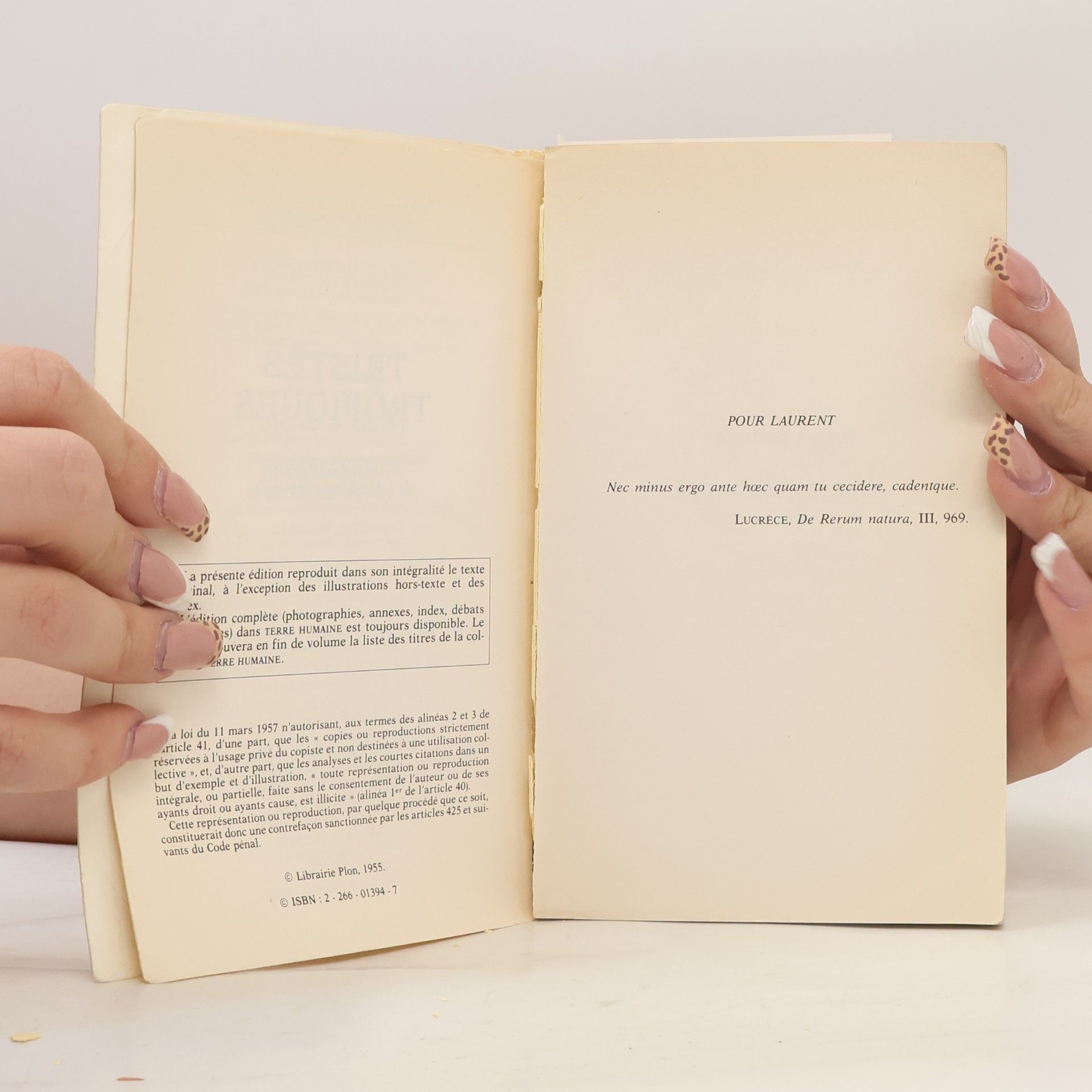 Claude Lévi-Strauss Terre Humaine - 3003: Tristes Tropiques