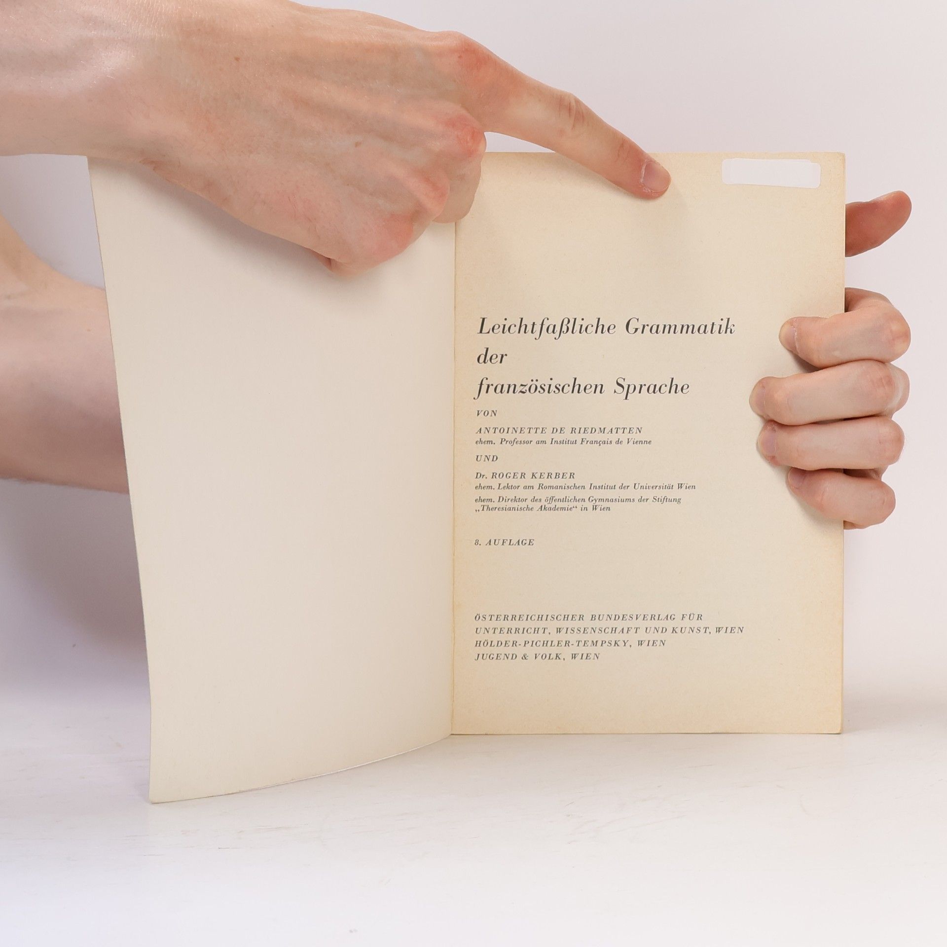 Antoinette de Riedmatten Leichtfassliche Grammatik der französischen Sprache