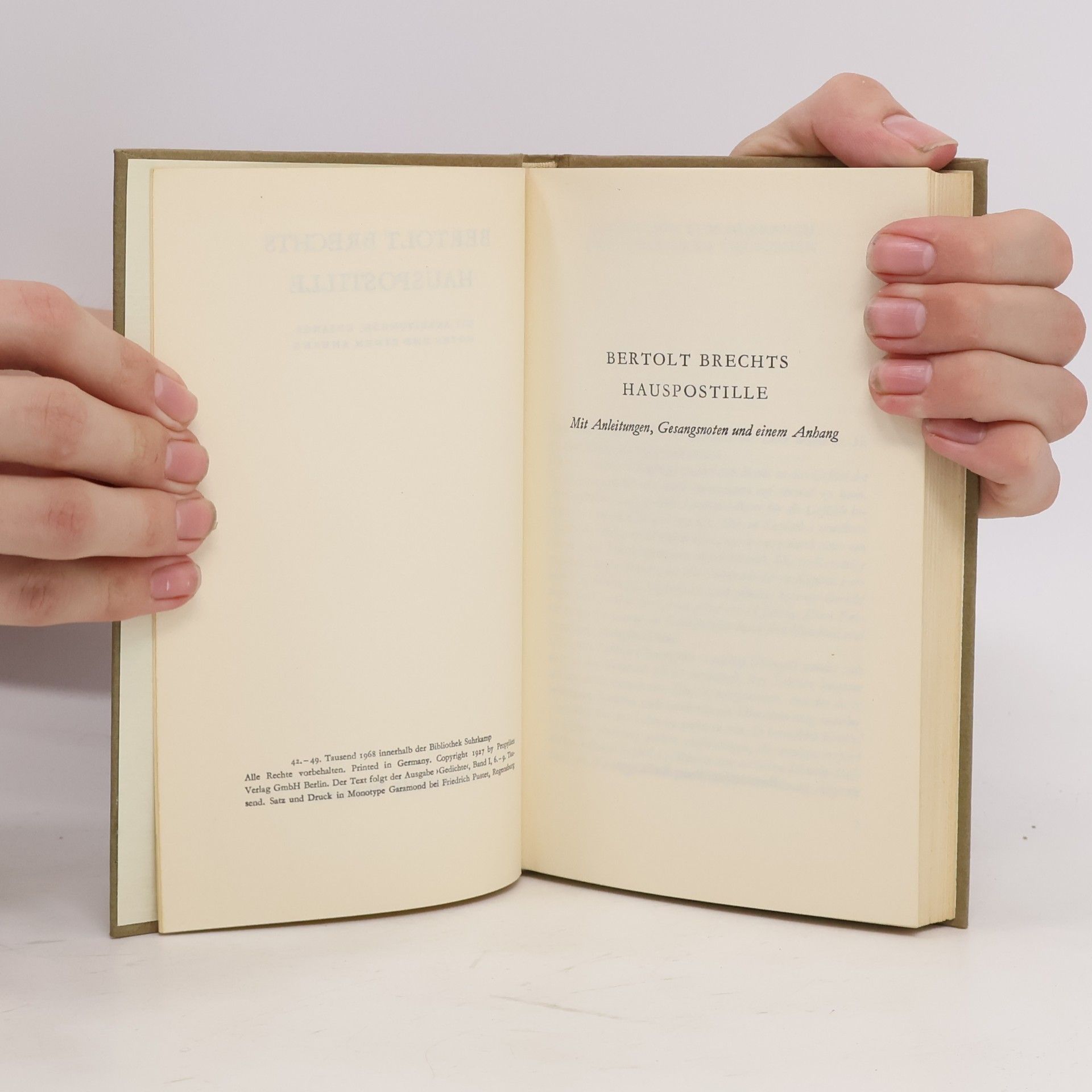 Bertolt Brecht Bertolt Brechts Hauspostille