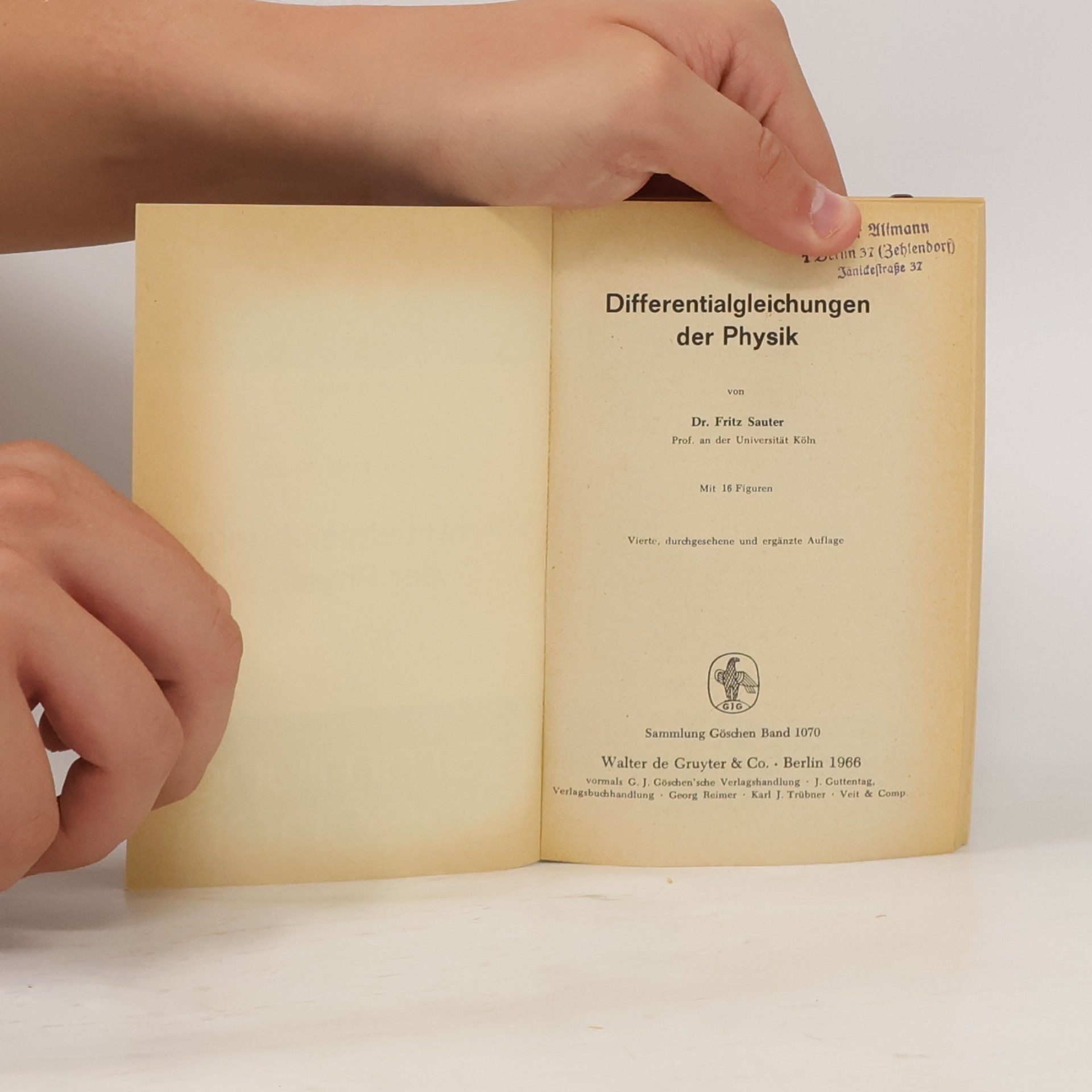 Fritz Sauter Differentialgleichungen der Physik