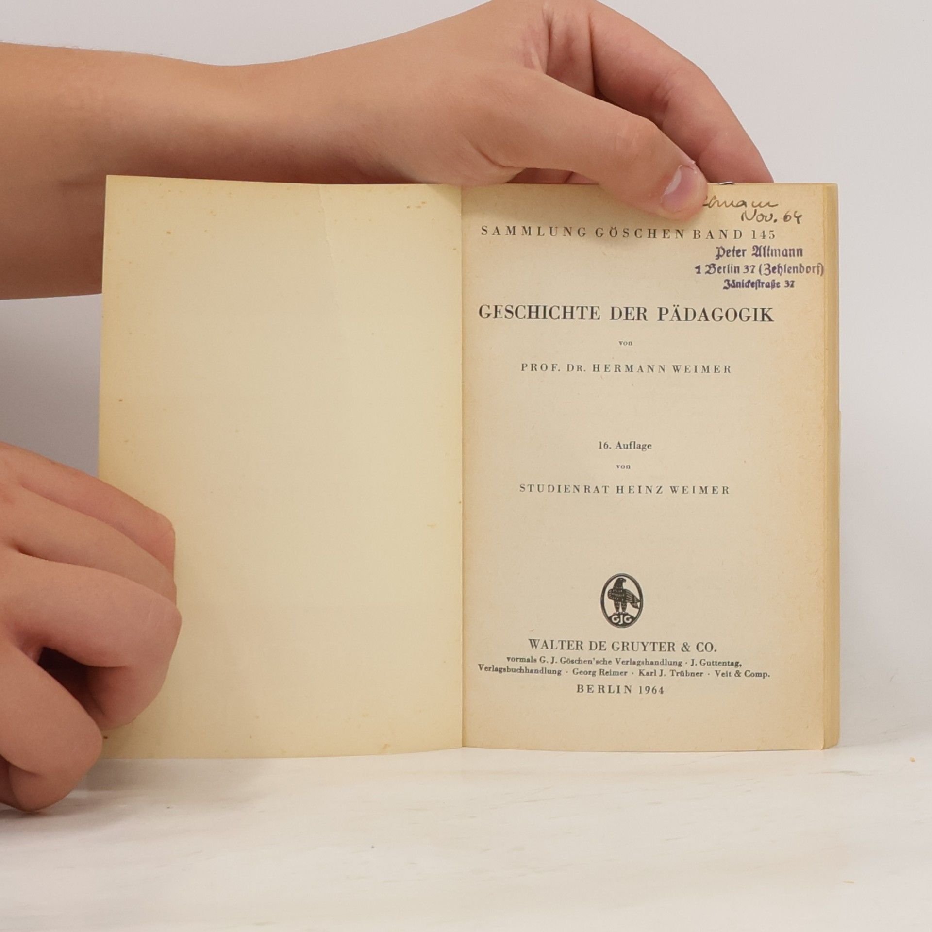 Hermann Weimer Geschichte der Pädagogik
