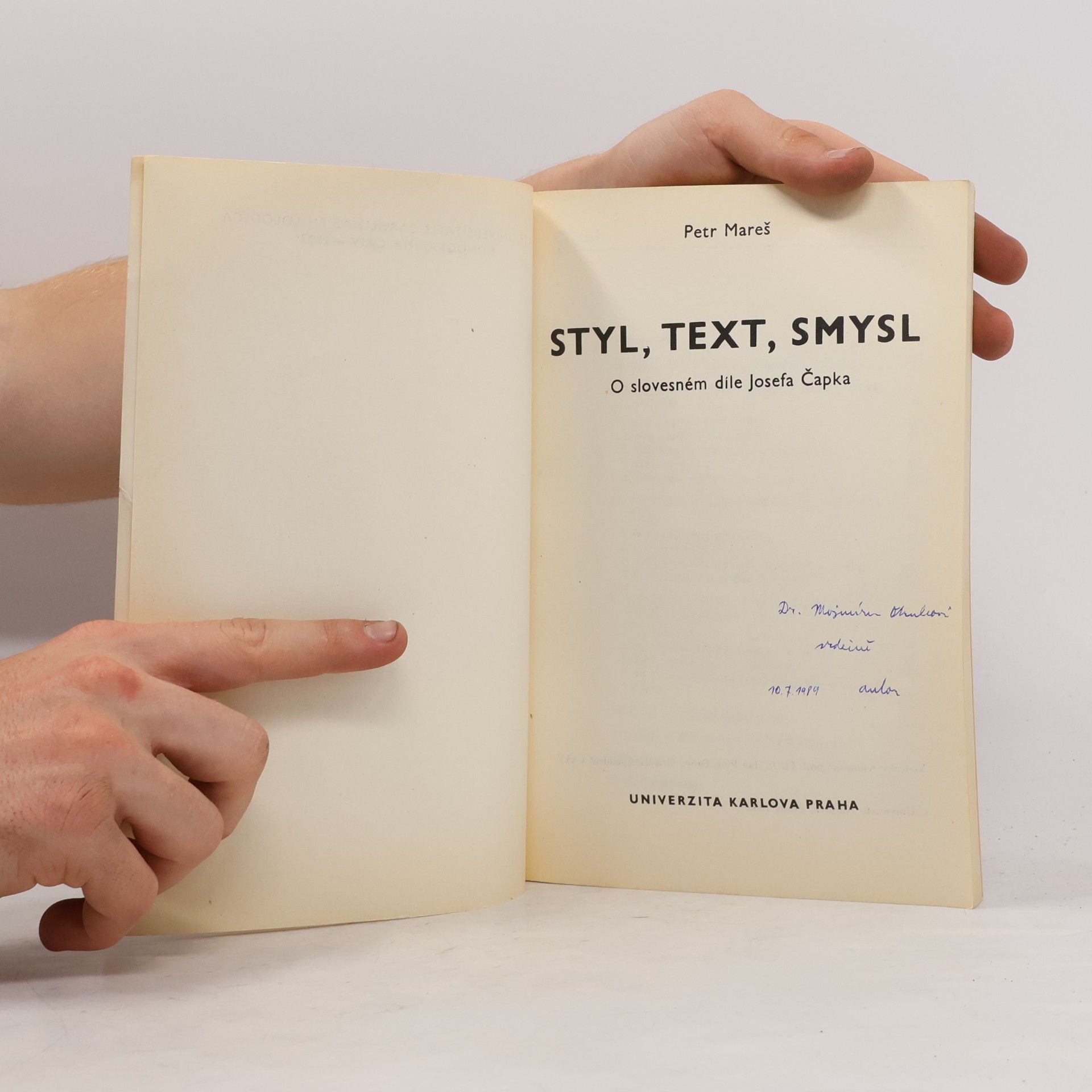Petr Mareš Styl, text, smysl. O slovesném díle Josefa Čapka