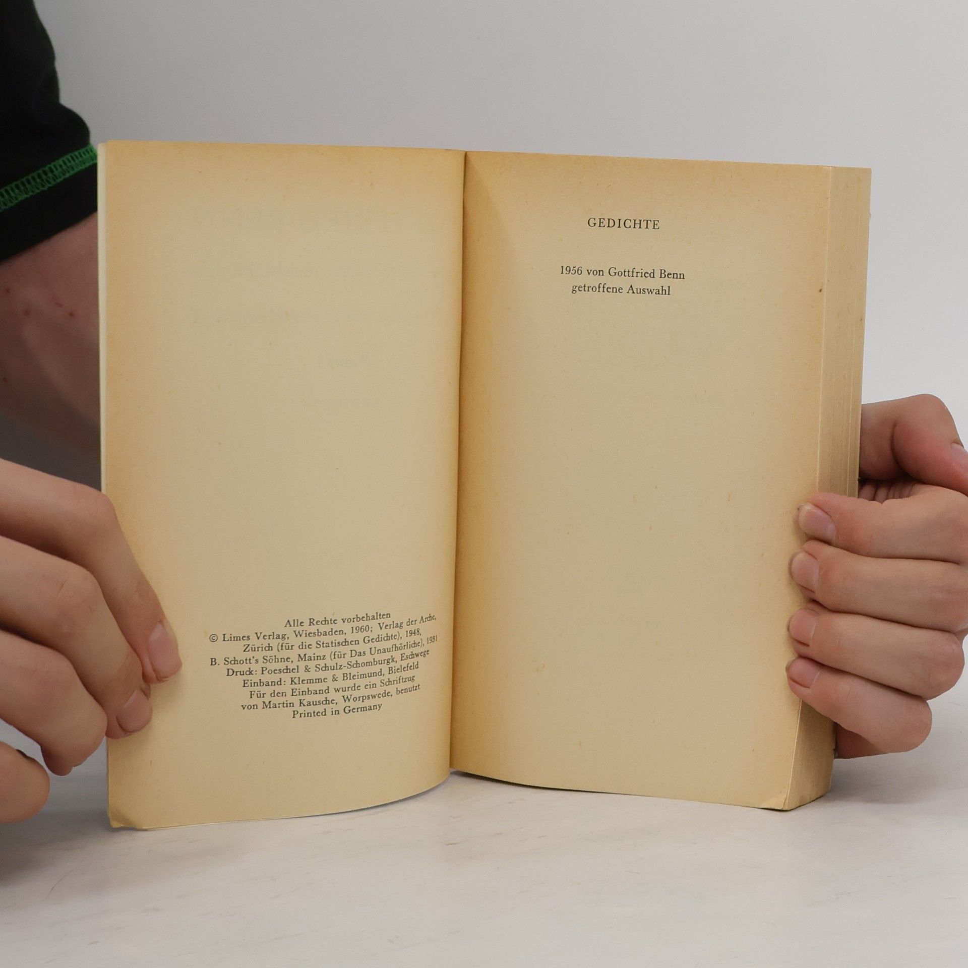 Gottfried Benn Gesammelte Werke 1. Gedichte