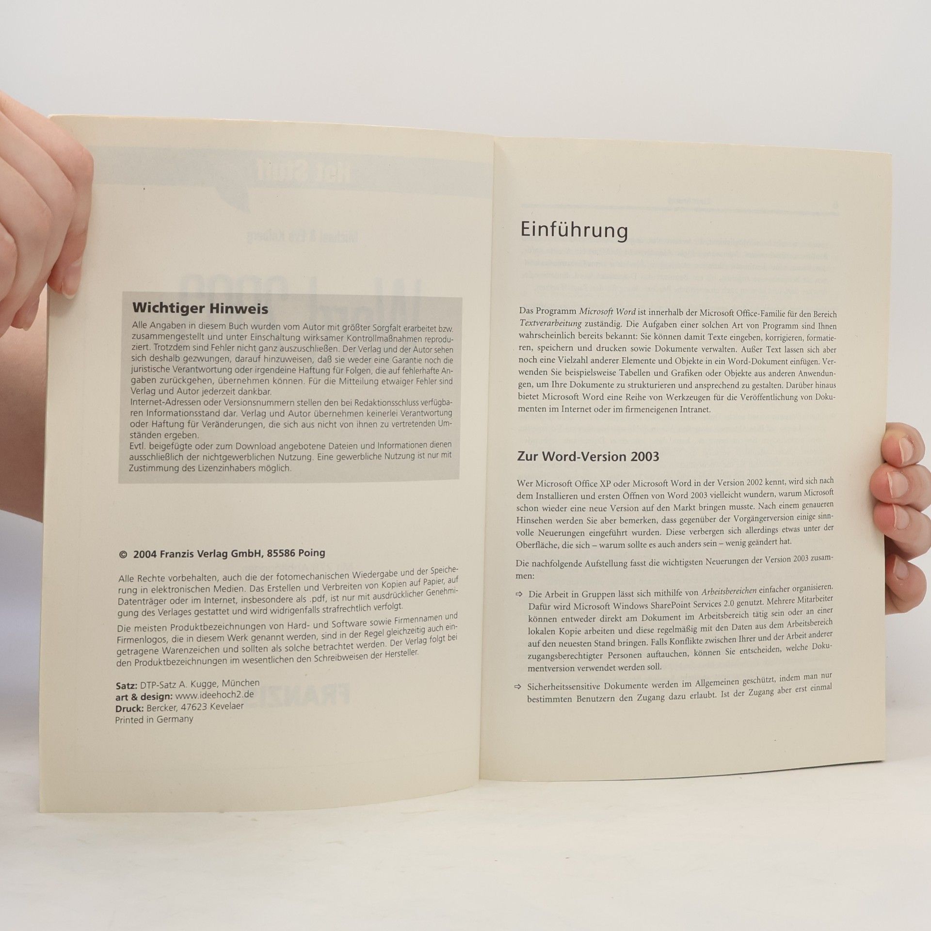 Autorenkollektiv Das Franzis Handbuch für Word und Excel Microsoft Office 2003