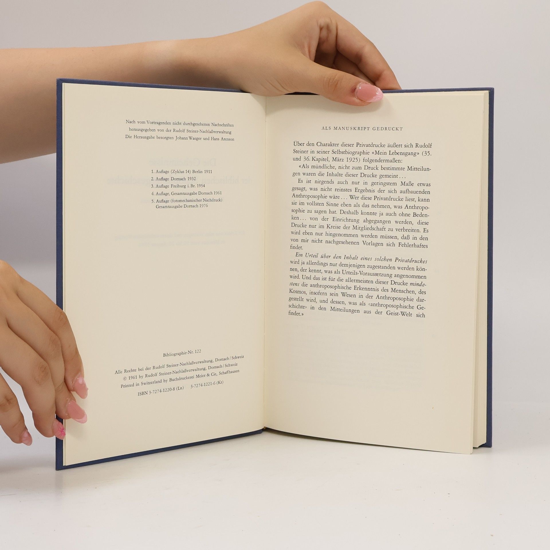 Rudolf Steiner Rudolf Steiner Gesamtausgabe: Schriften und Vorträge: Die Geheimnisse der biblischen Schöpfungsgeschichte