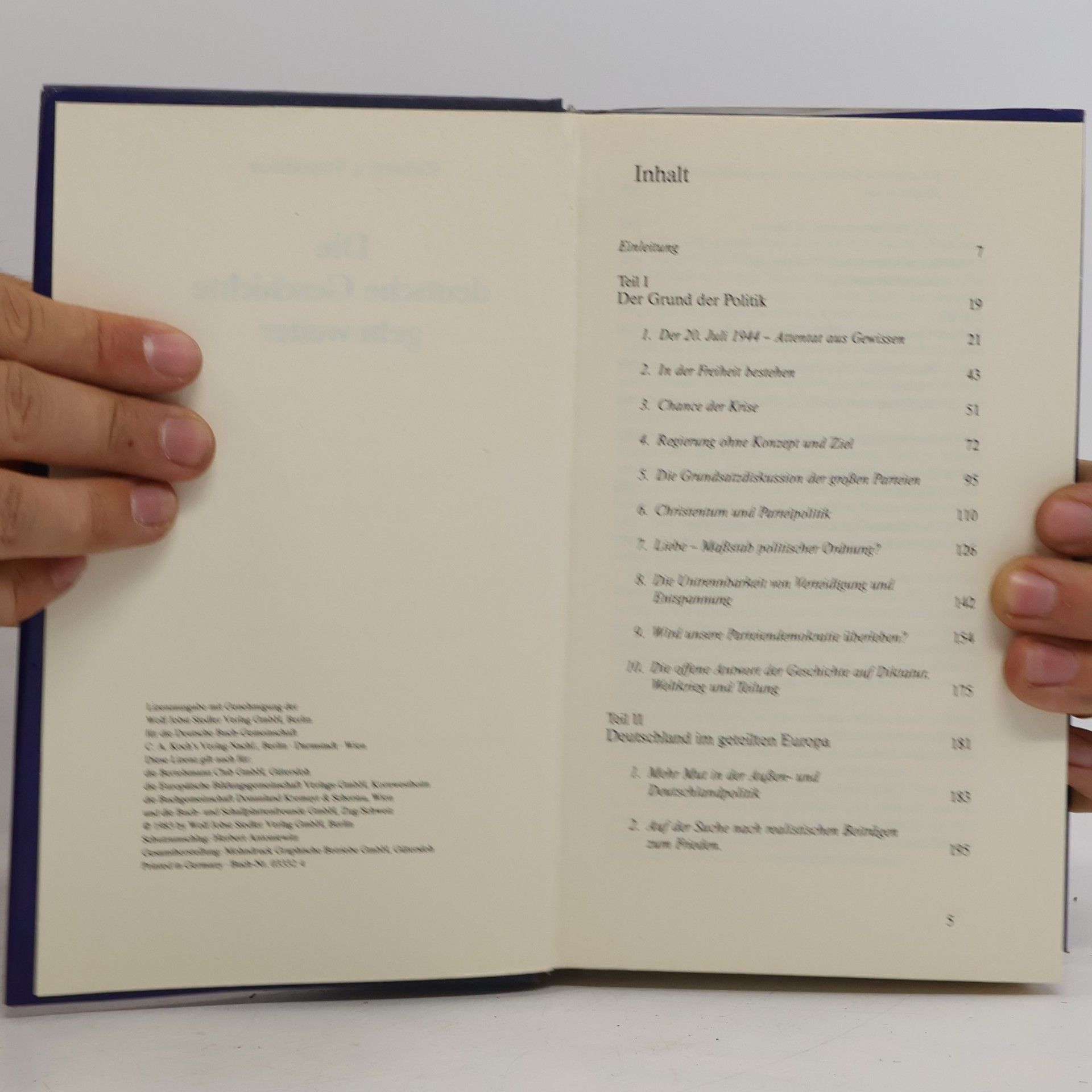 Richard v. Weizsäcker Die deutsche Geschichte geht weiter