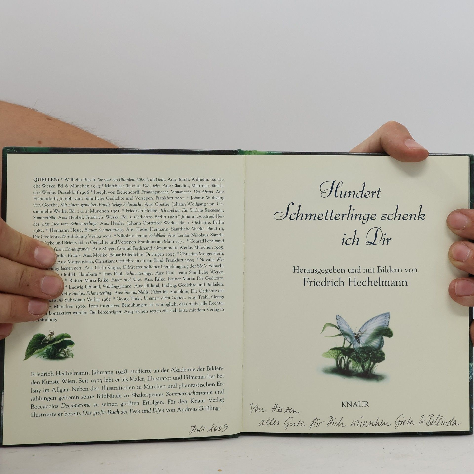 Friedrich Hechelmann Hundert Schmetterlinge schenk ich dir. Herausgegeben und mit Werken von Friedrich Hechelmann