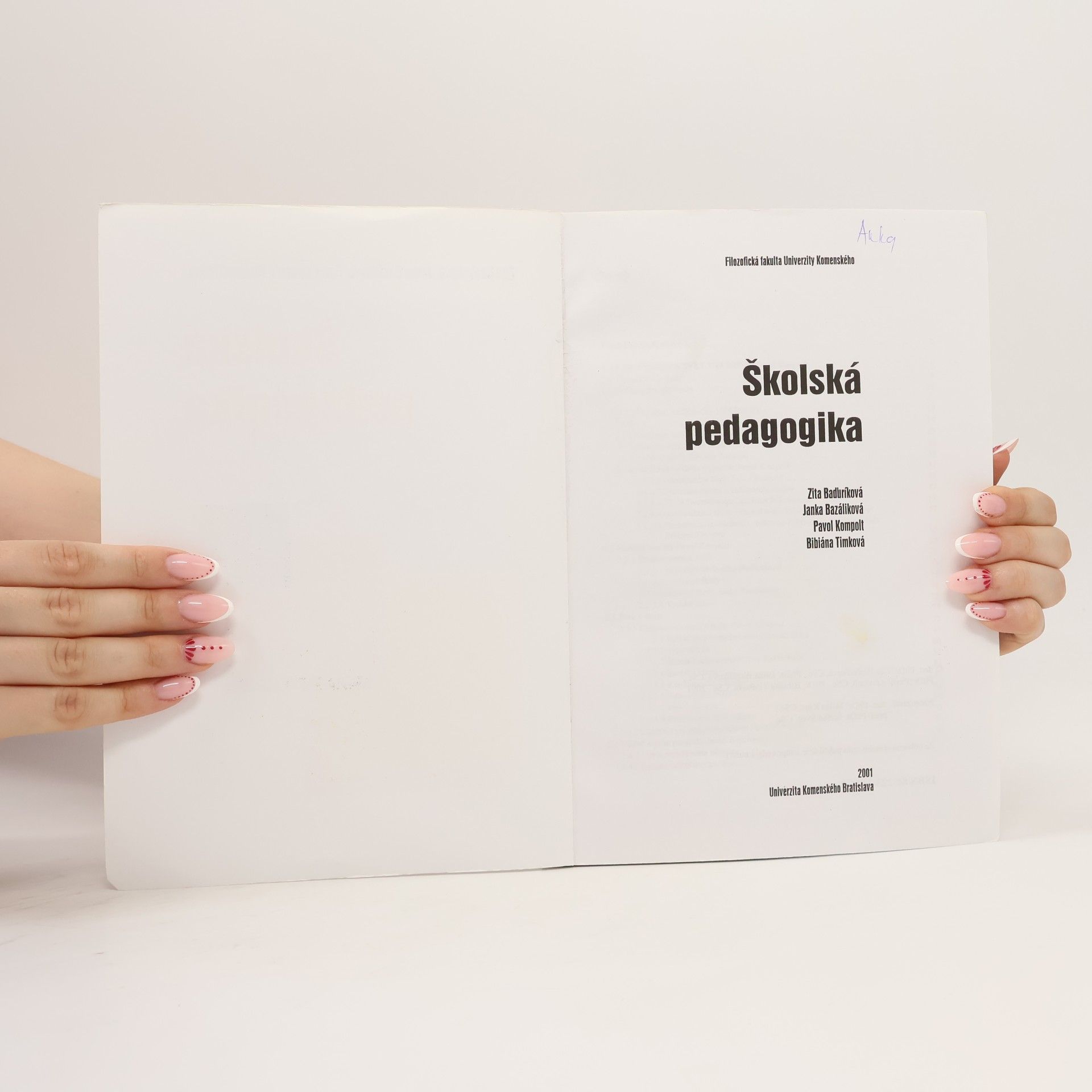 Zita Baďuríková Školská pedagogika