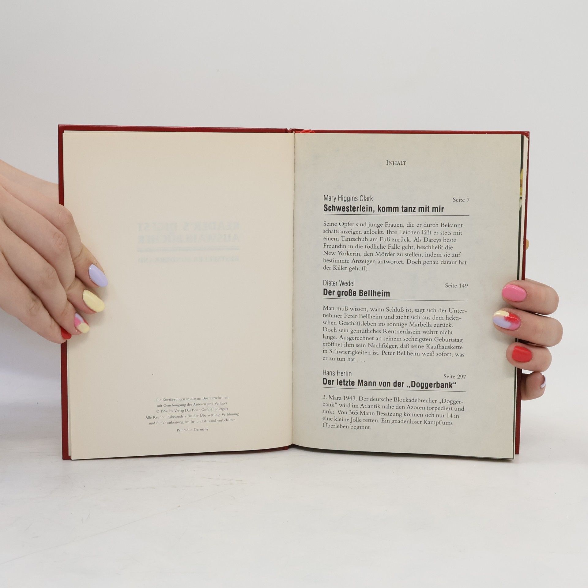 Mary Higgins Clark Reader's Digest Auswahlbücher. Schwesterlein, komm tanz mit mir/Der große Bellheim/Der letzte Mann von der "Doggerbank"