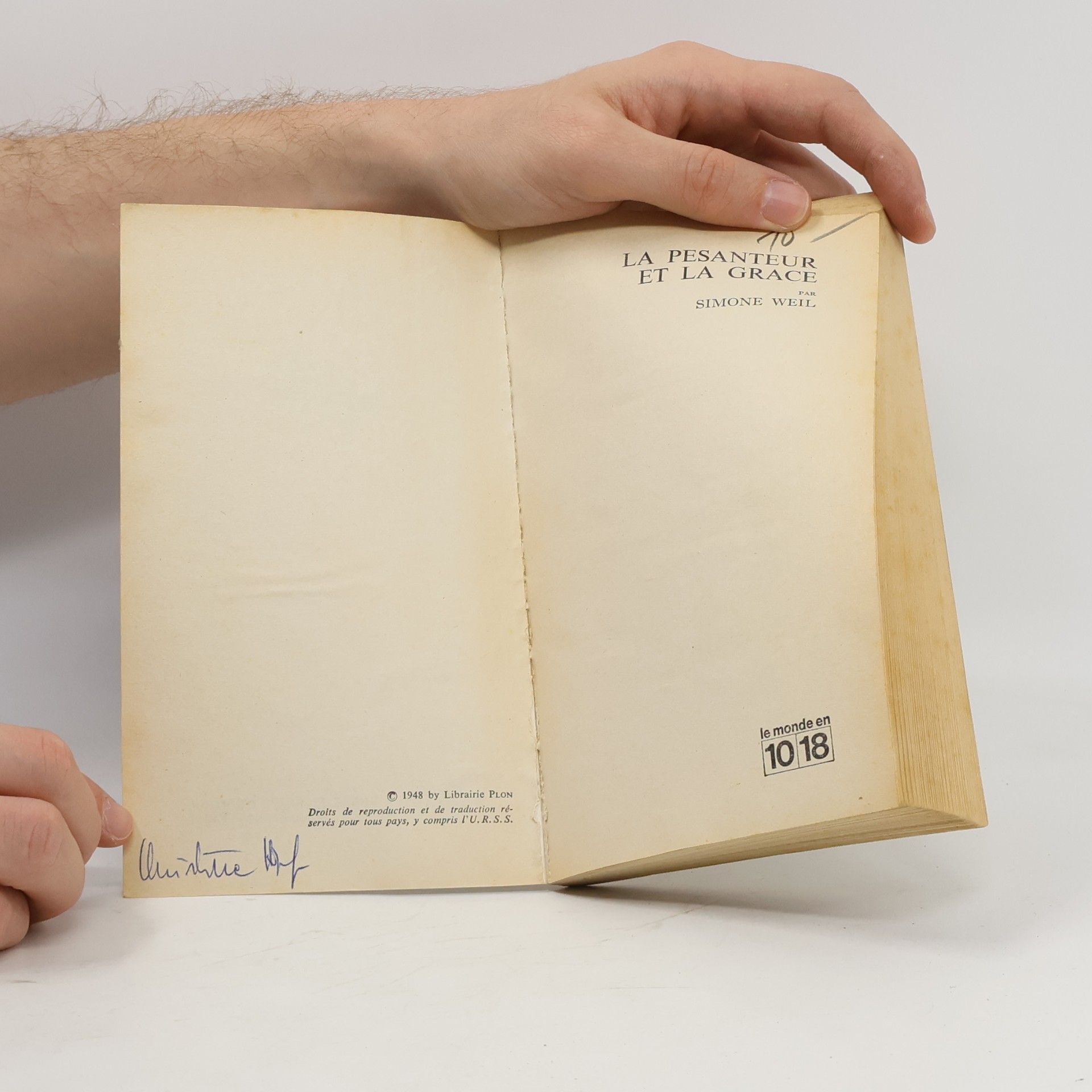 Simone Weil La pesanteur et la grâce