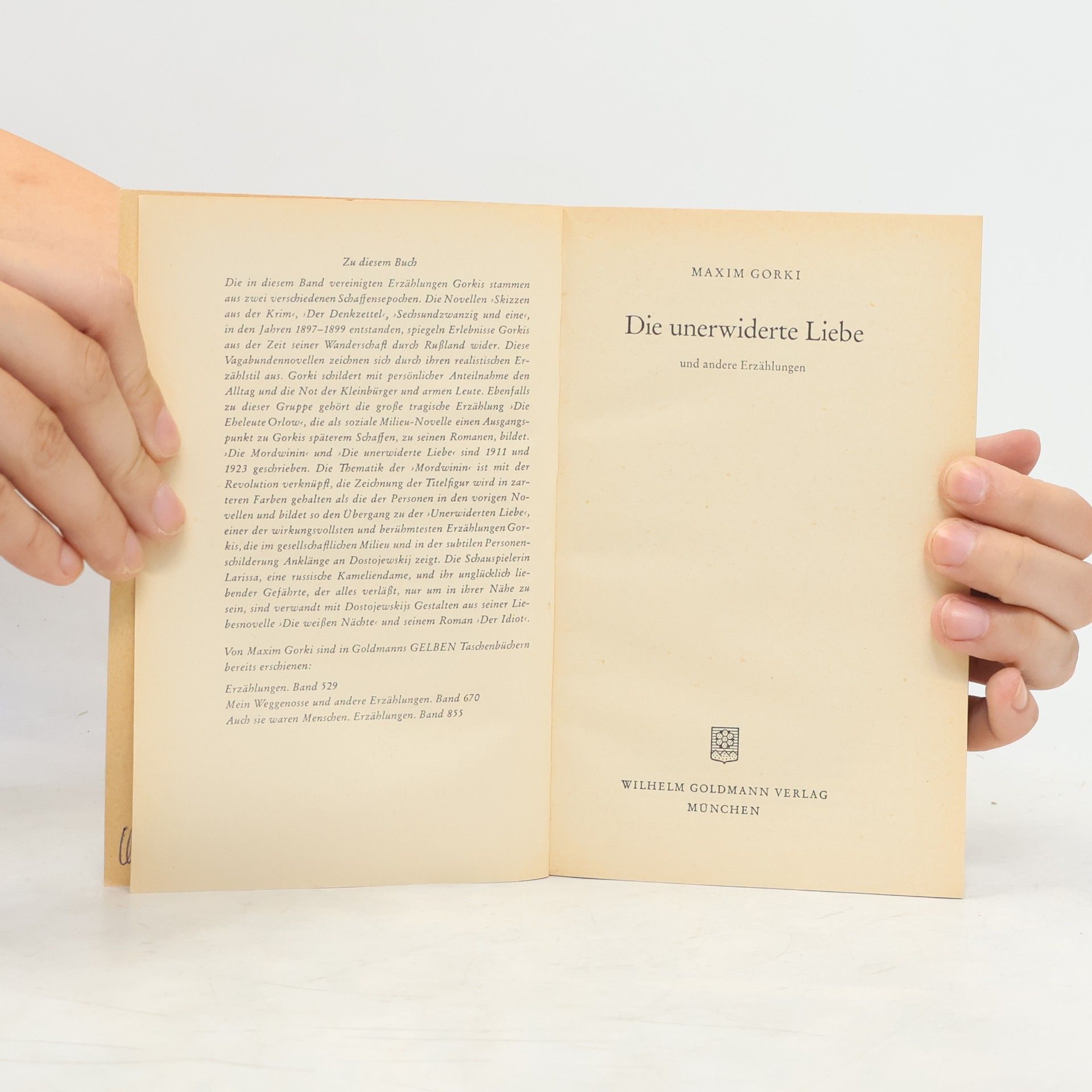 Maxim Gorky Die unerwiderte Liebe und andere Erzählungen