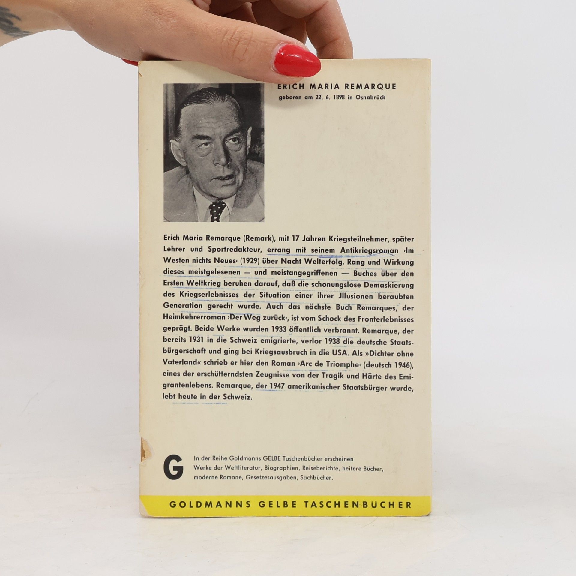 Erich Maria Remarque Arc de Triomphe