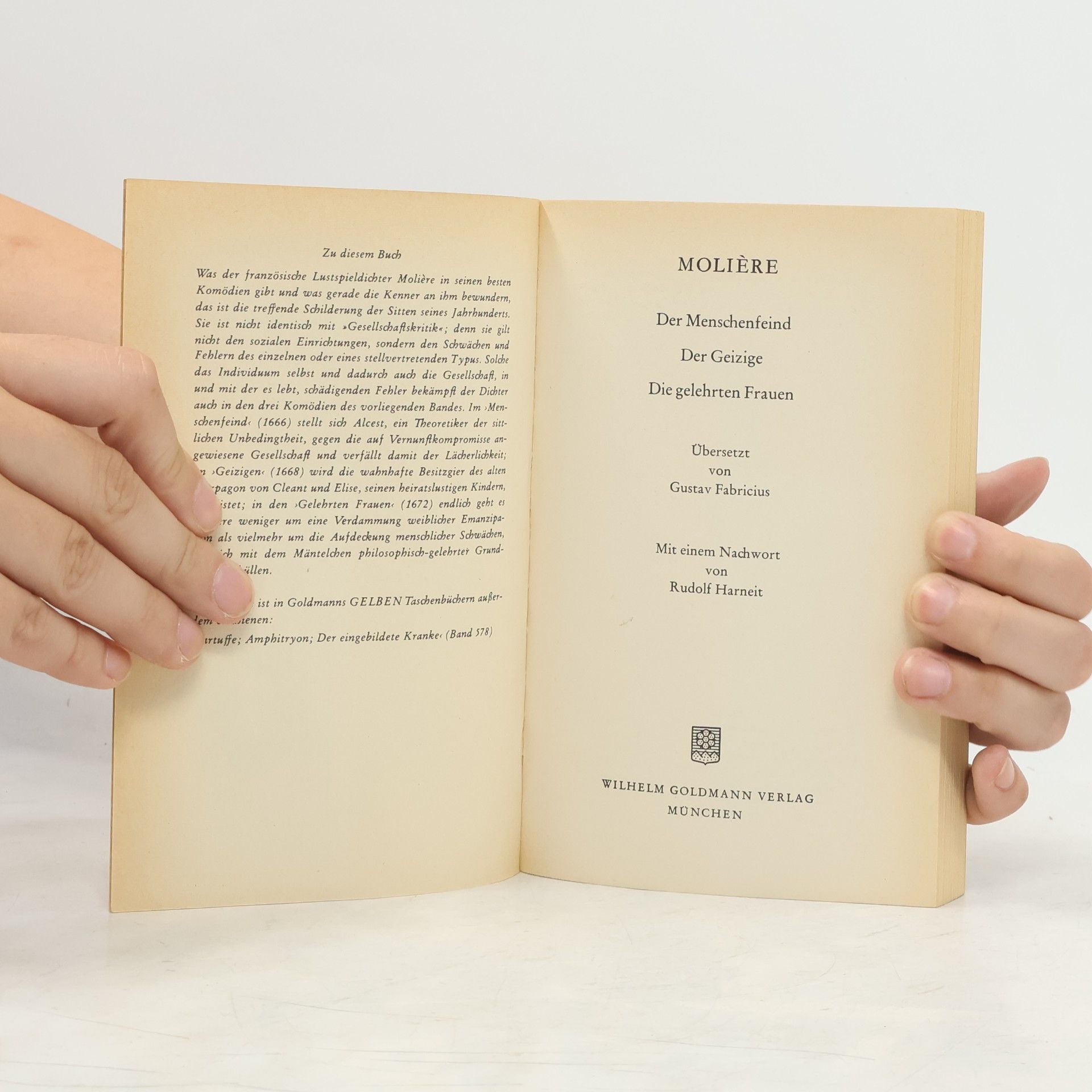 Molière Drei klassische französische Komödien. Der Menschenfeind, Der Geizige, Die gelehrten Frauen