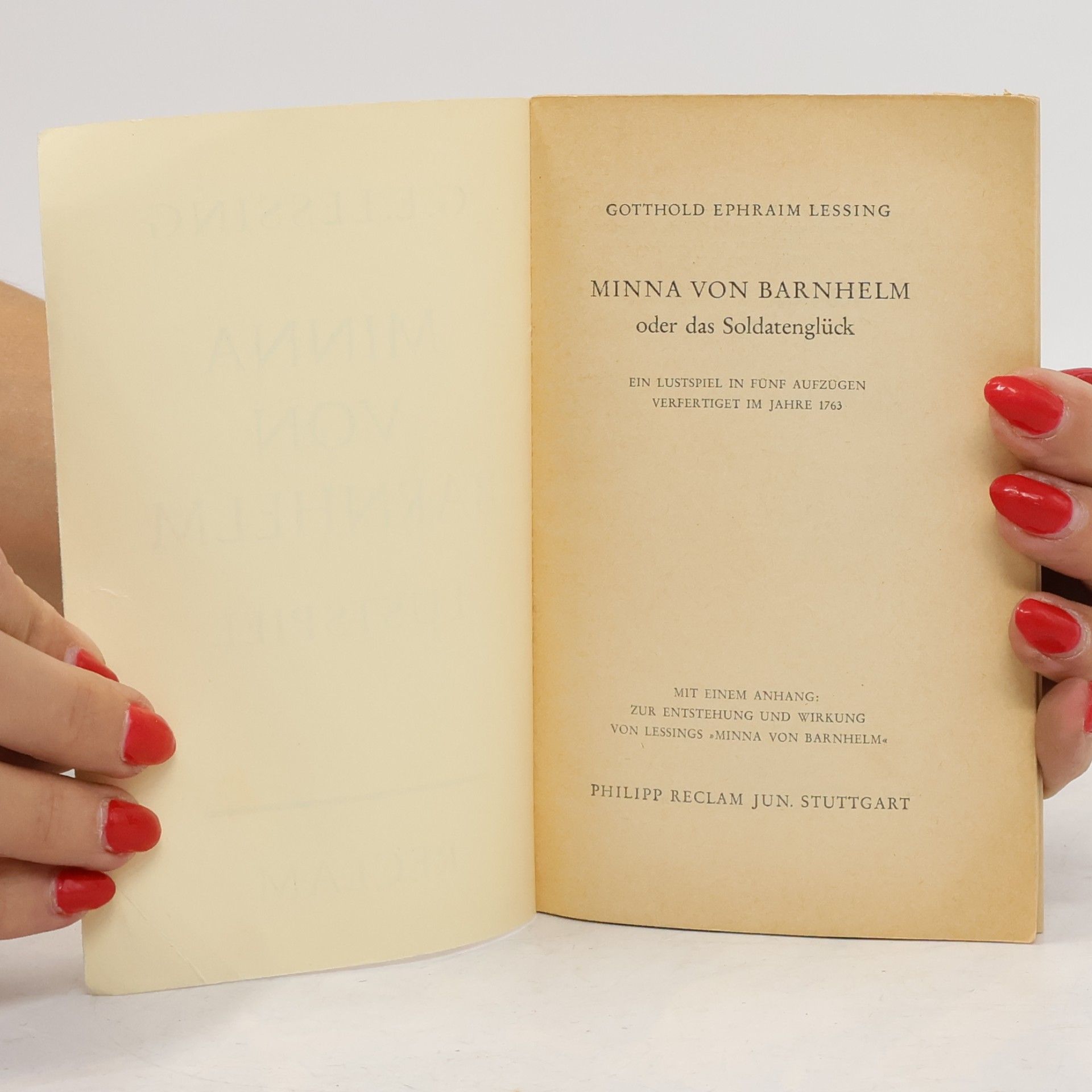 Gotthold Ephraim Lessing Minna von Barnhelm. Lustspiel