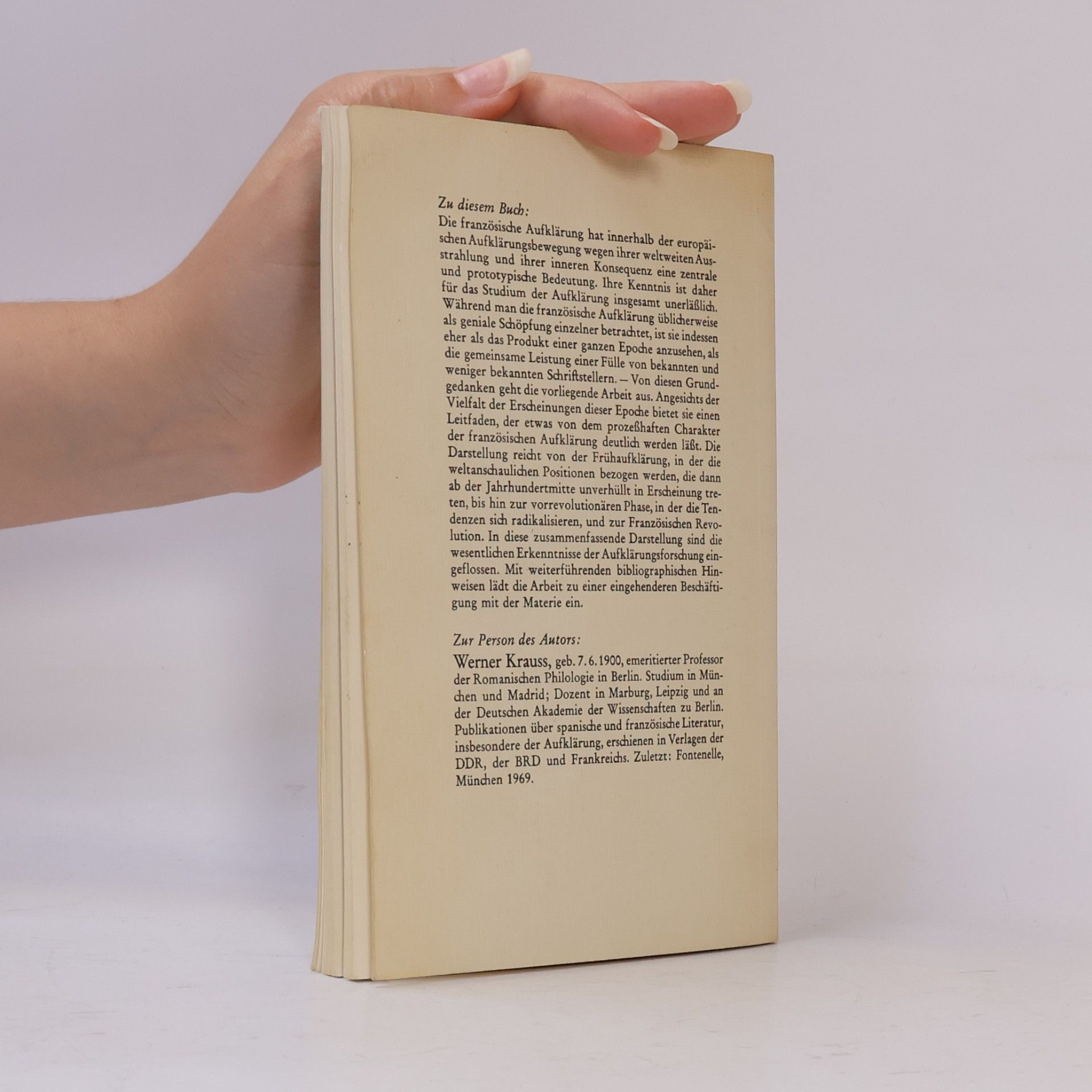 Werner Krauss Literatur der französischen Aufklärung