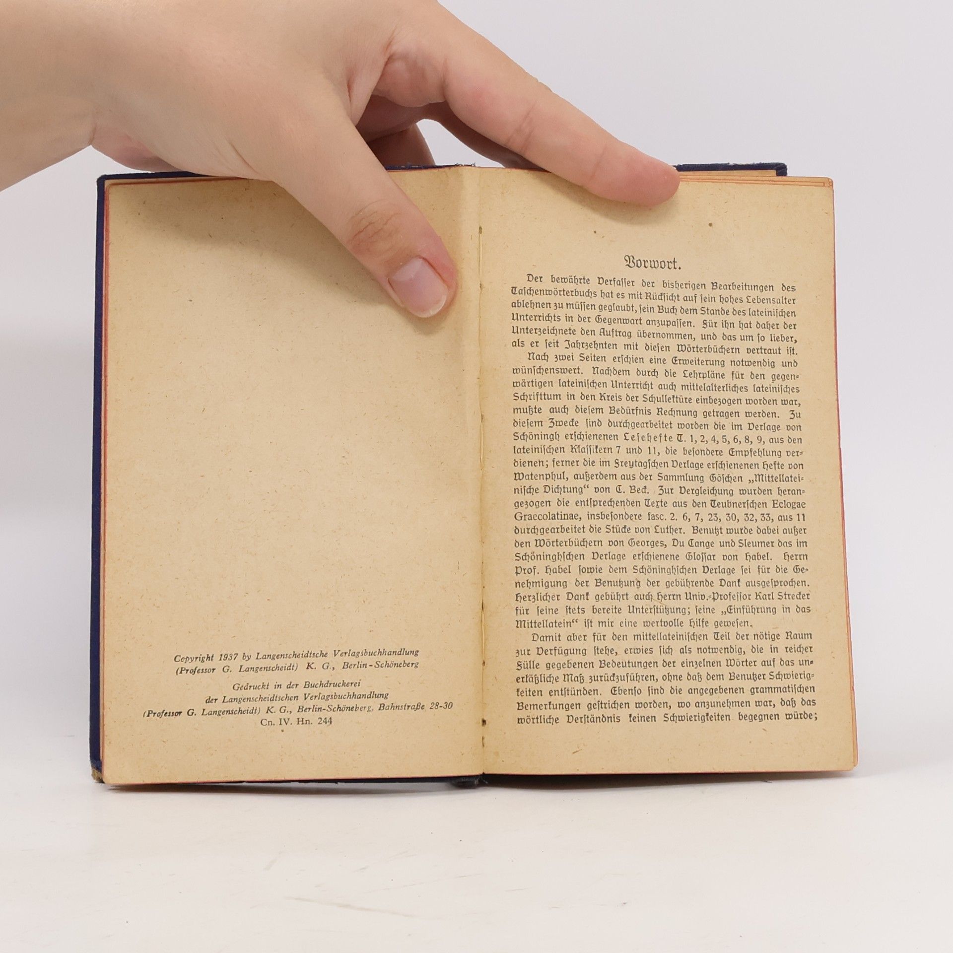 Hermann Menge Langenscheidts Taschenwörterbuch der Lateinischen und Deutschen Sprache. Erste Teil. Lateinisch-Deutsch