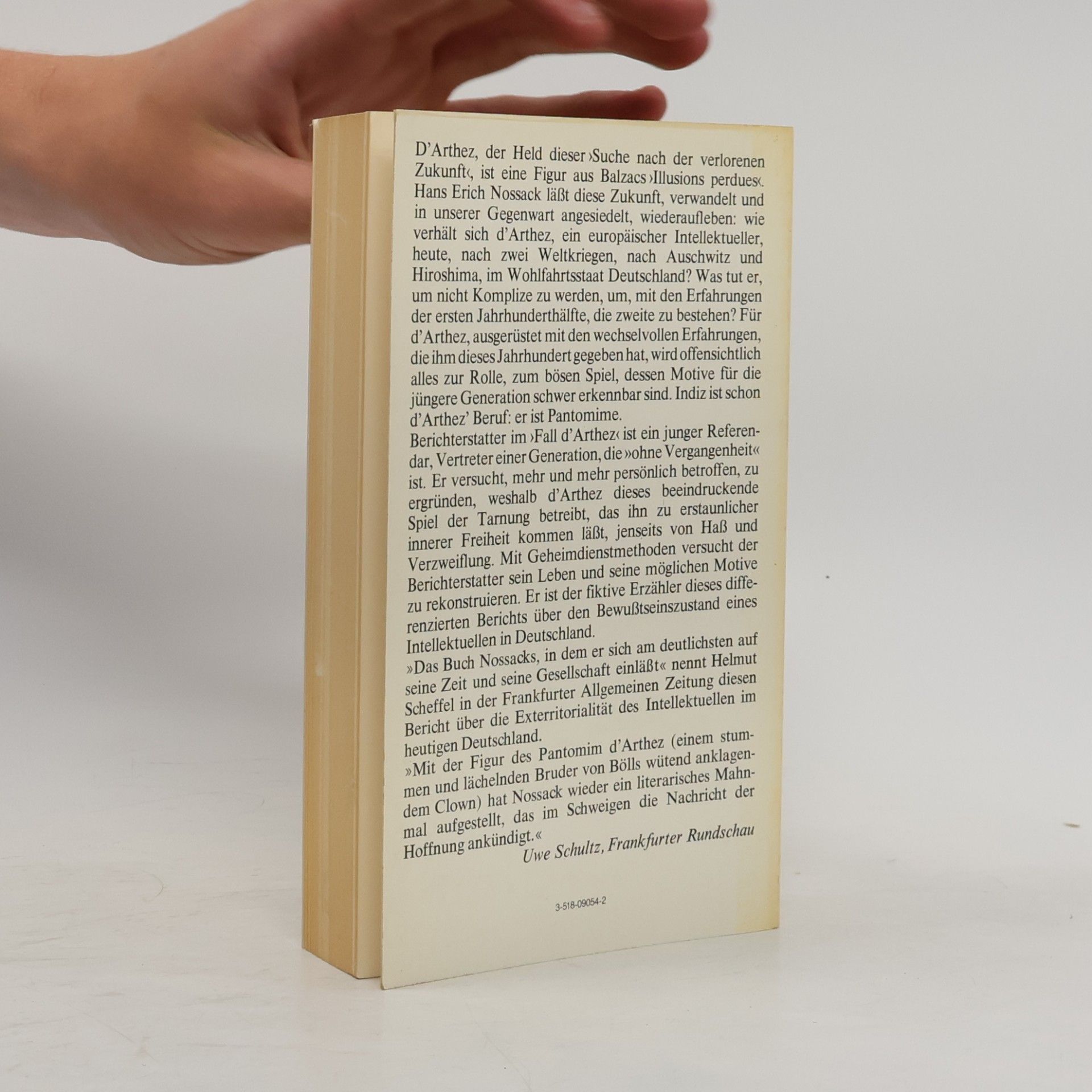 Nossack Hans Erich Der Fall d' Arthez Sonderausgabe im Suhrkamp Verlag Roman