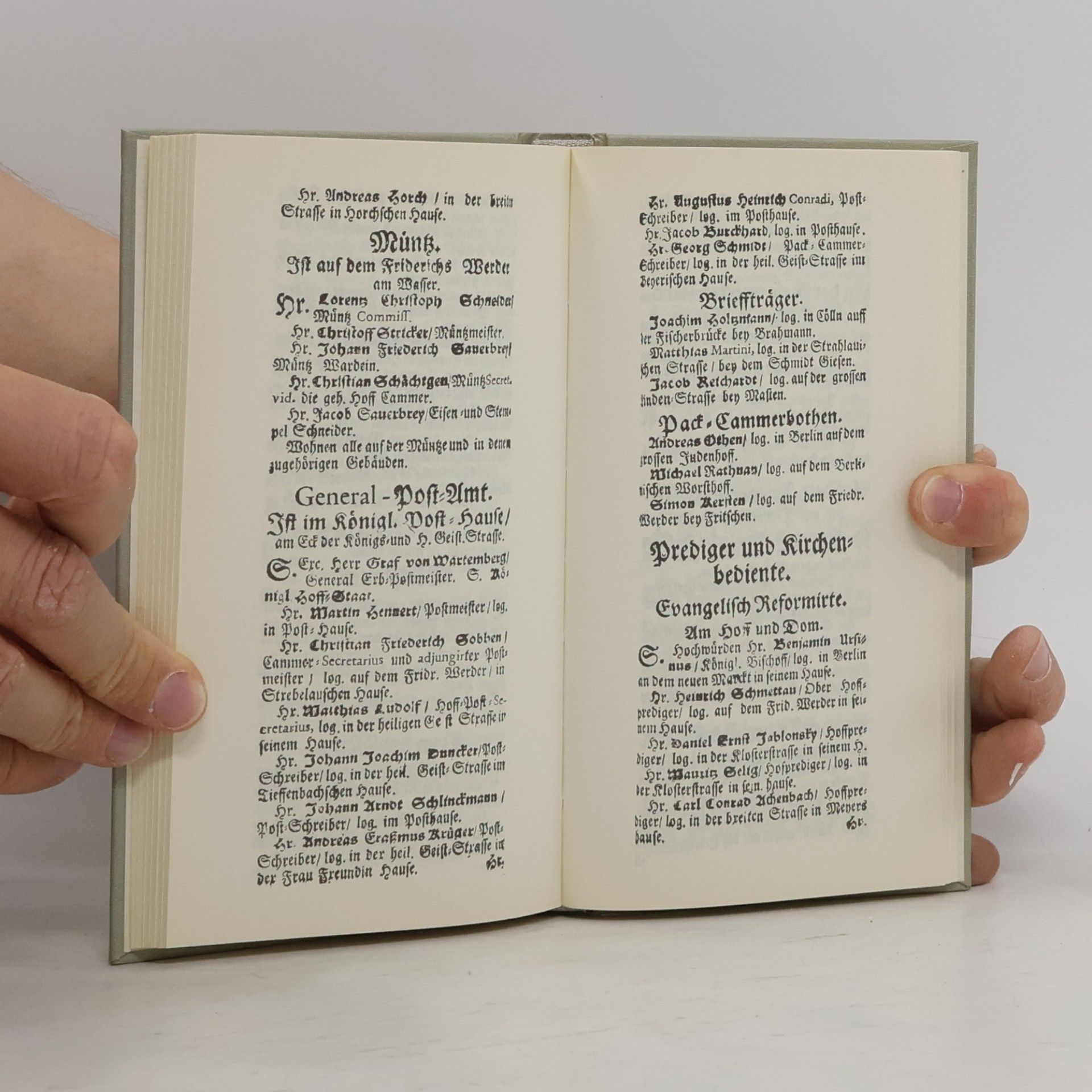 Adreß-Calender der kön. preuß. Haupt- und Residentz-Staedte Berlin und daselbst befindlichen koenigl. Hofes