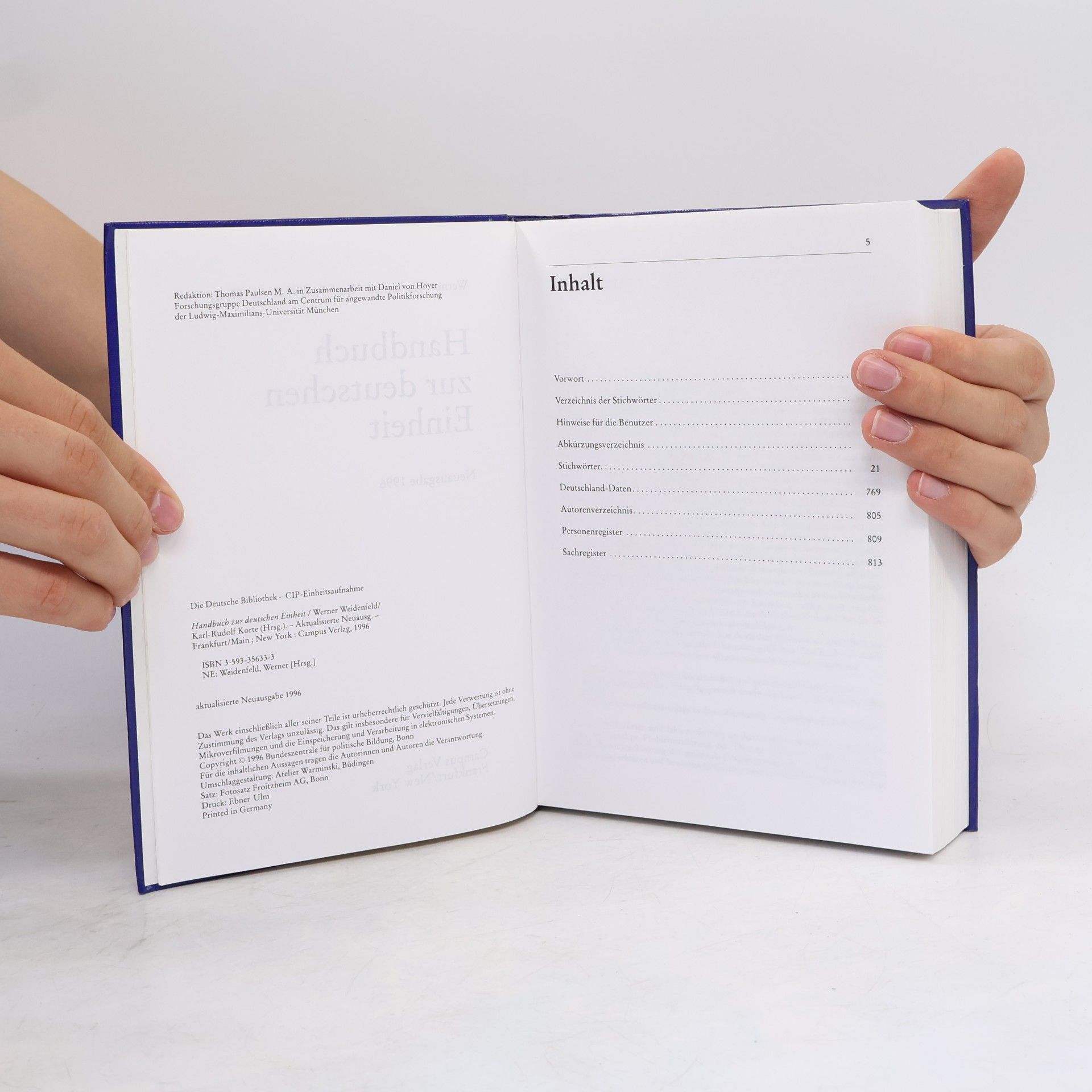 Werner Weidenfeld Handbuch zur deutschen Einheit Neuausgabe 1996