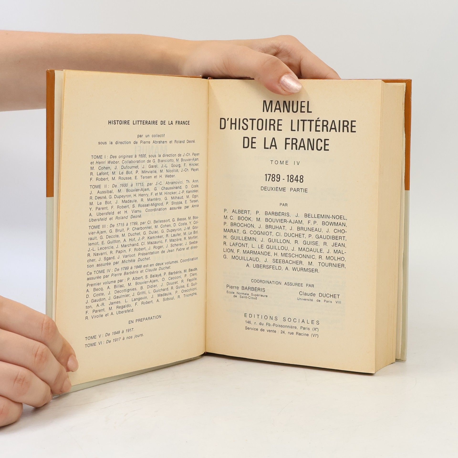 Autorenkollektiv Manuel d'histoire littéraire de la France, Tome IV: 1789–1848