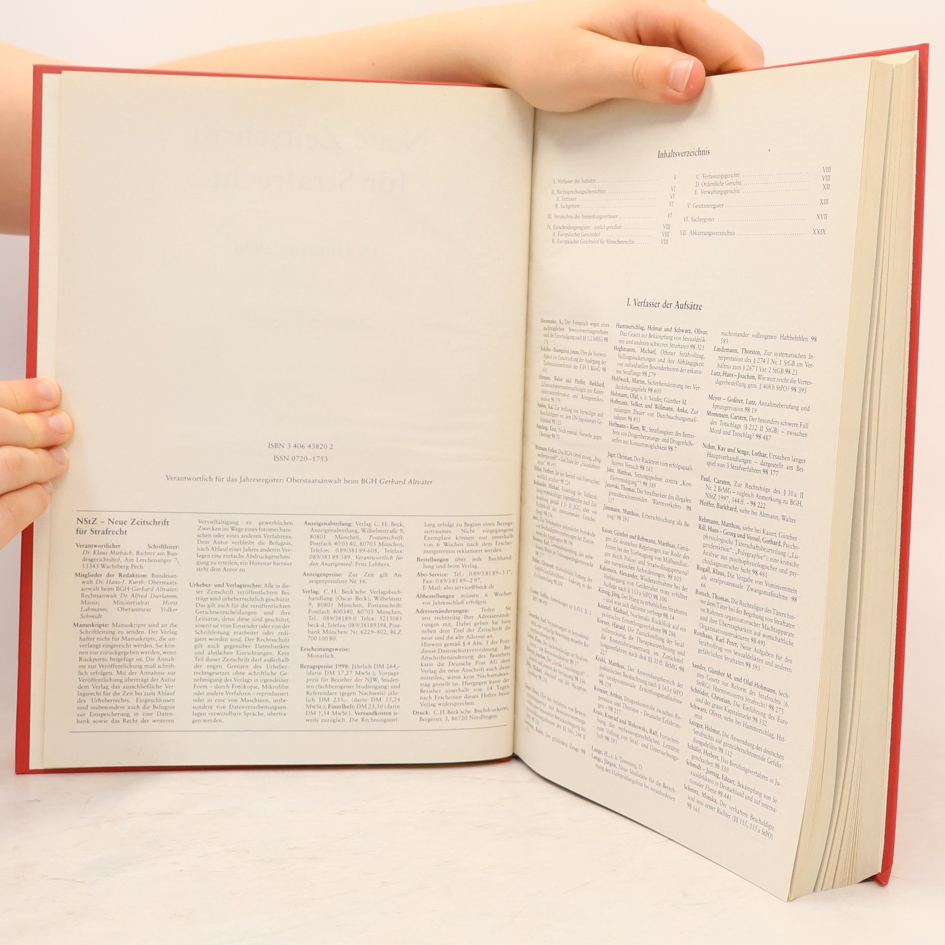 Gerhard Altvater NStZ Neue Zeitschrift für Strafrecht 18. Jahrgang 1998
