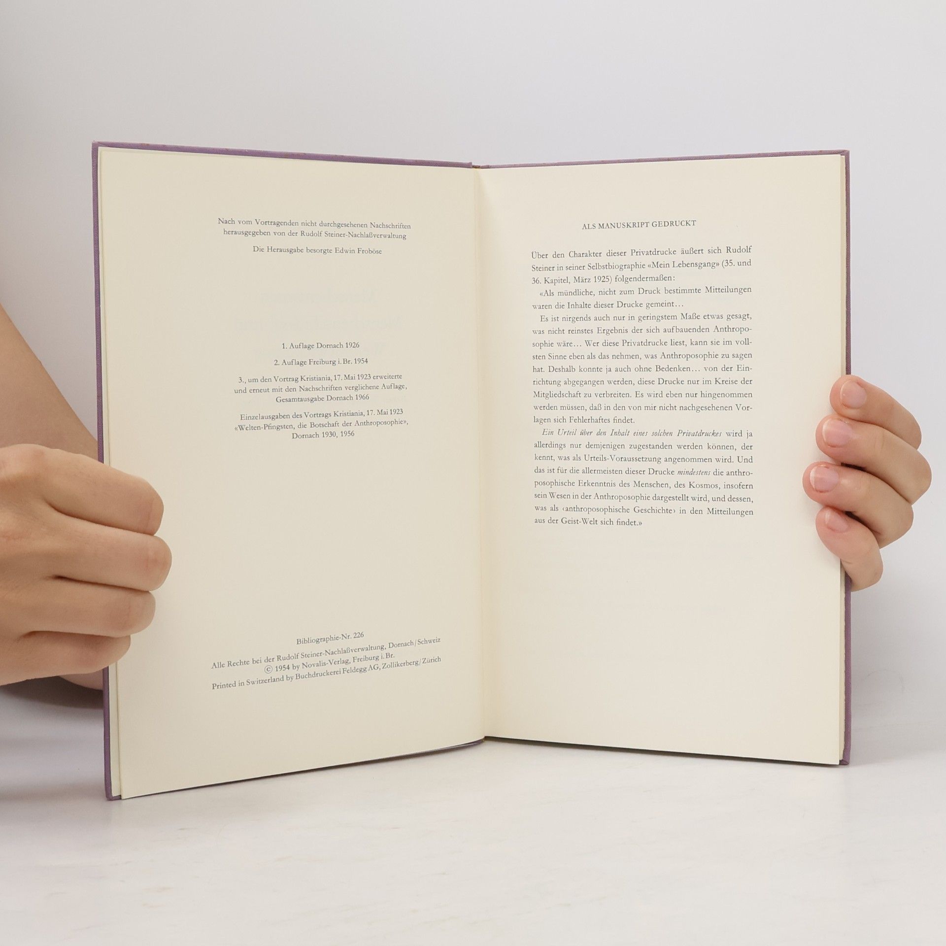 Rudolf Steiner Menschenwesen, Menschenschicksal und Weltentwickelung