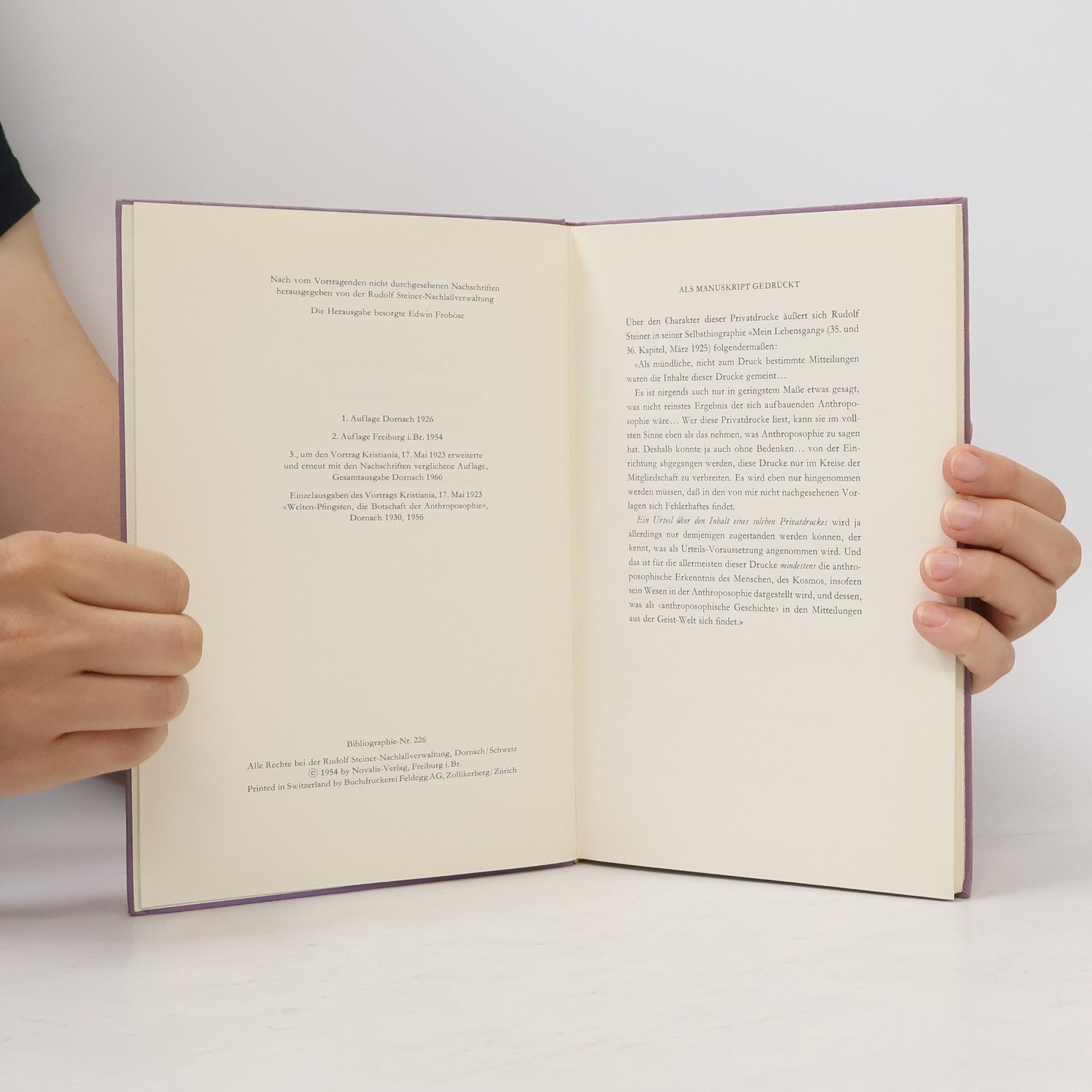 Rudolf Steiner Menschenwesen, Menschenschicksal und Weltentwickelung