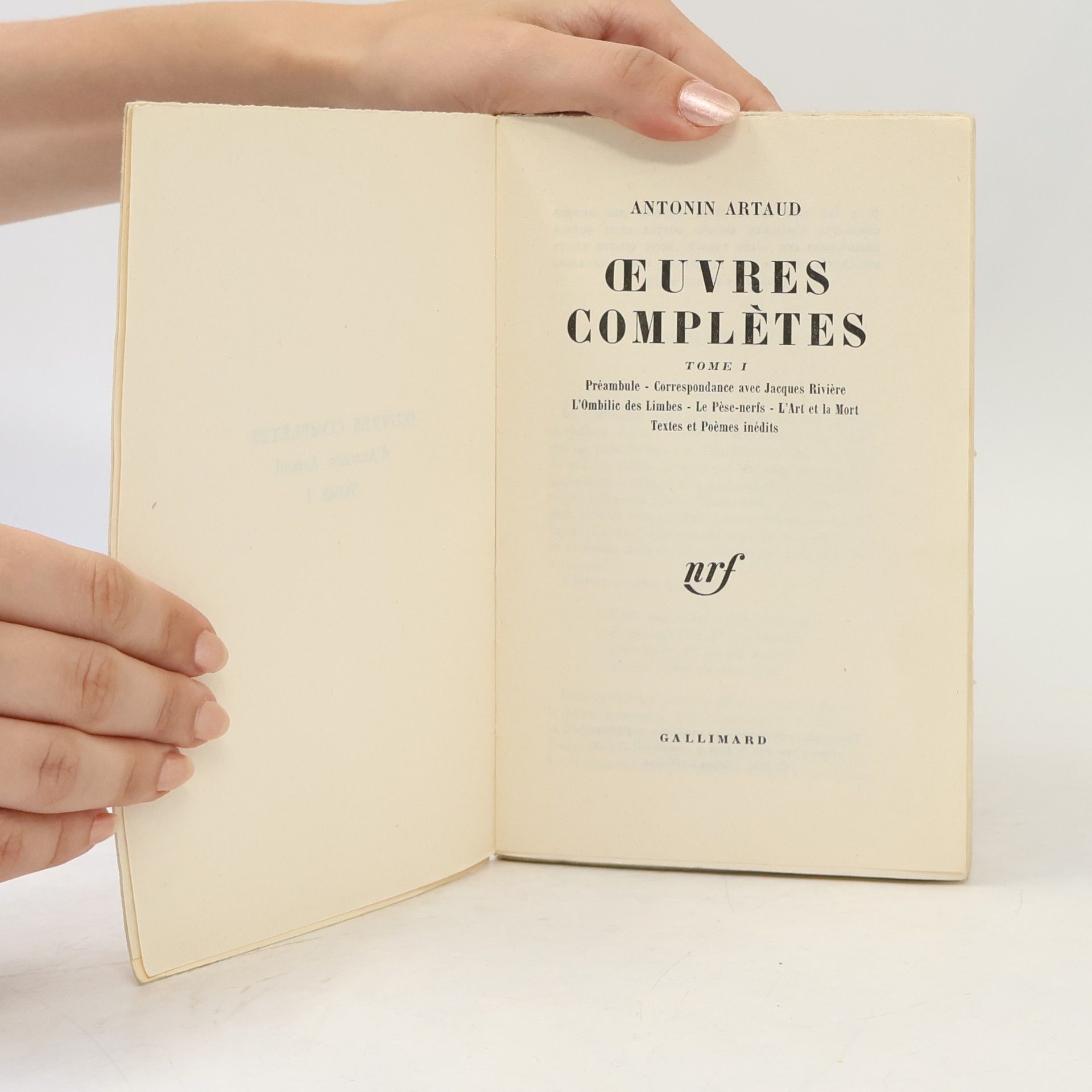 Antonin Artaud Oeuvres completes I