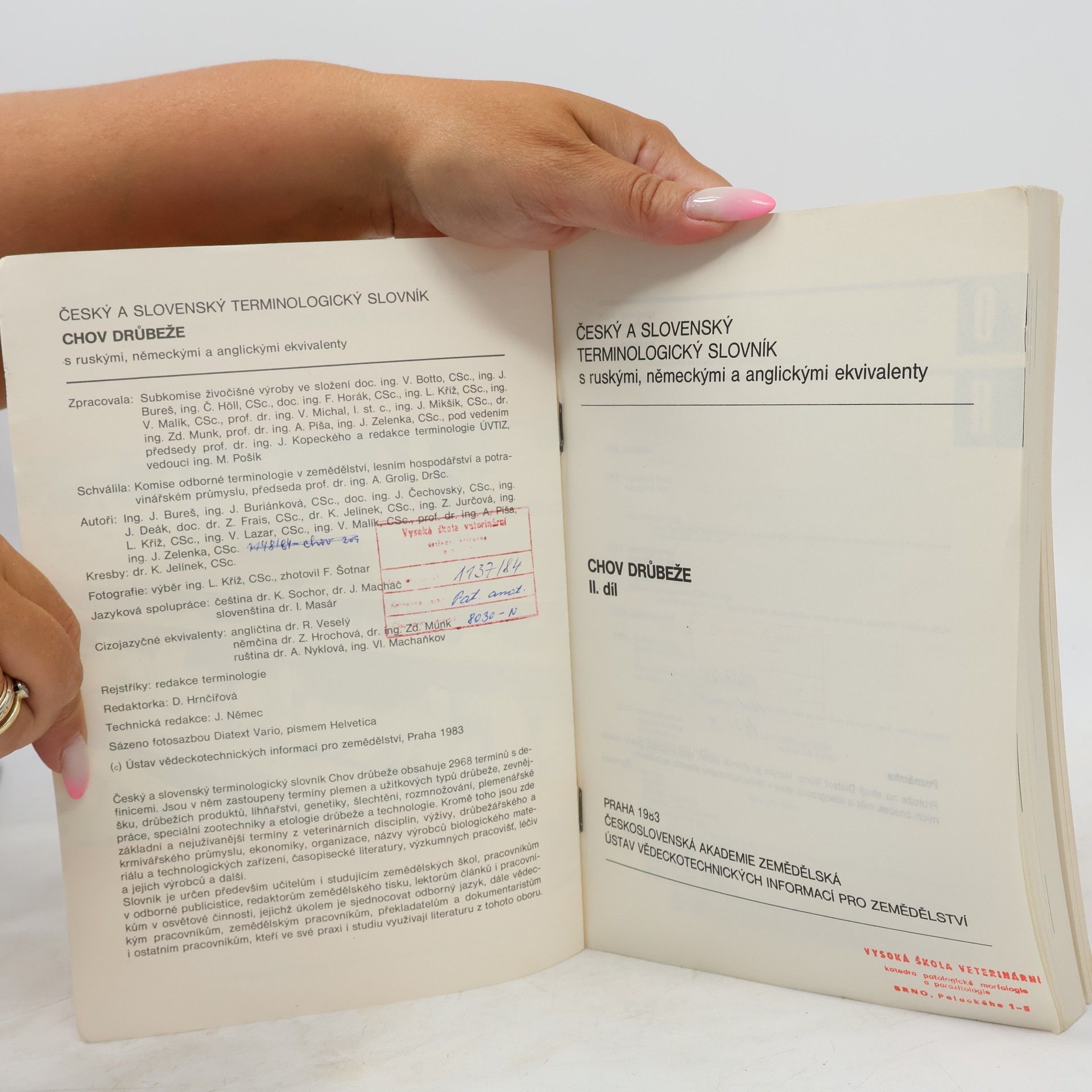 Various authors Český a slovenský terminologický slovník chov drůbeže II. díl Q-Ž