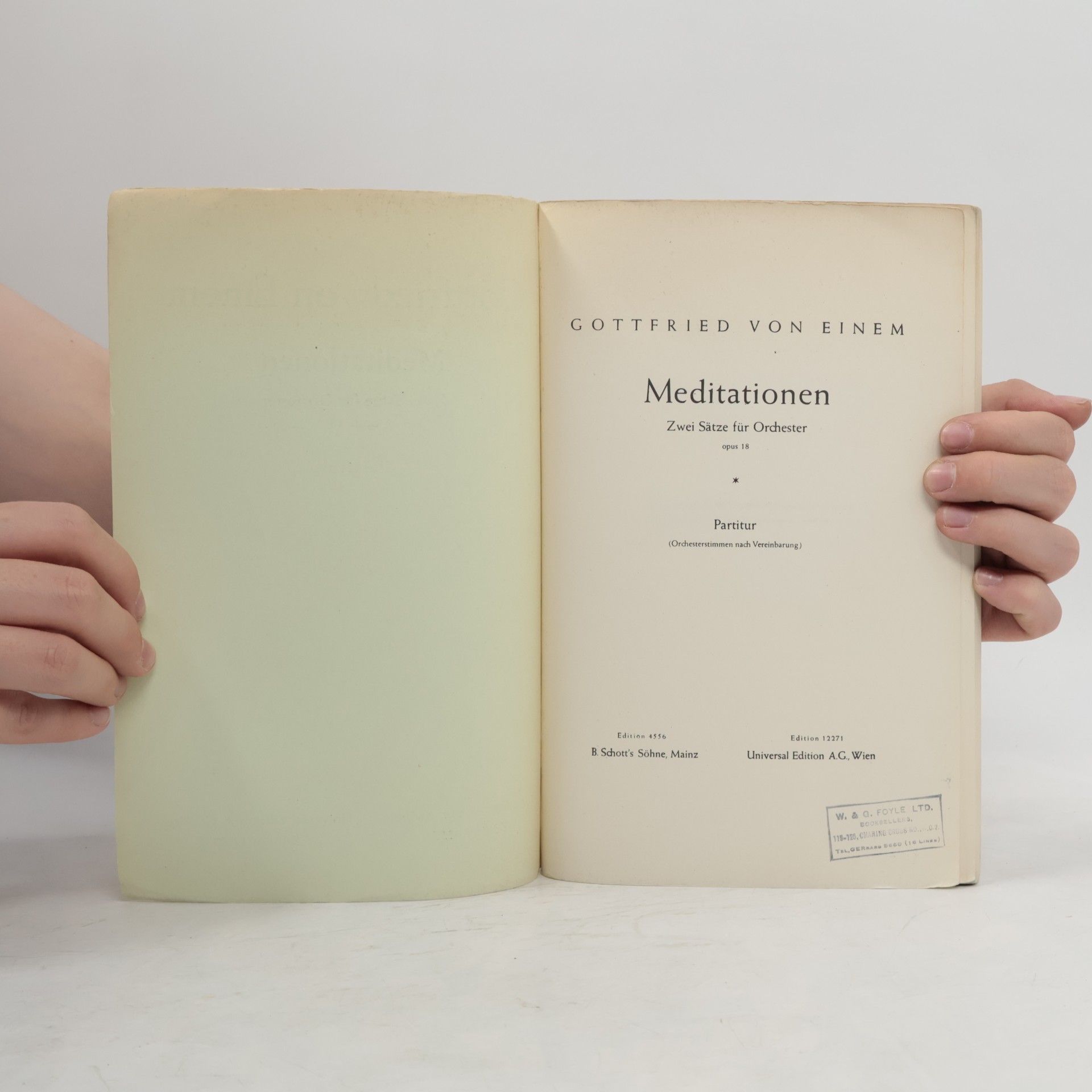 Gottfried von Einem Meditationen: Zwei Sätze für Orchester op. 18.
