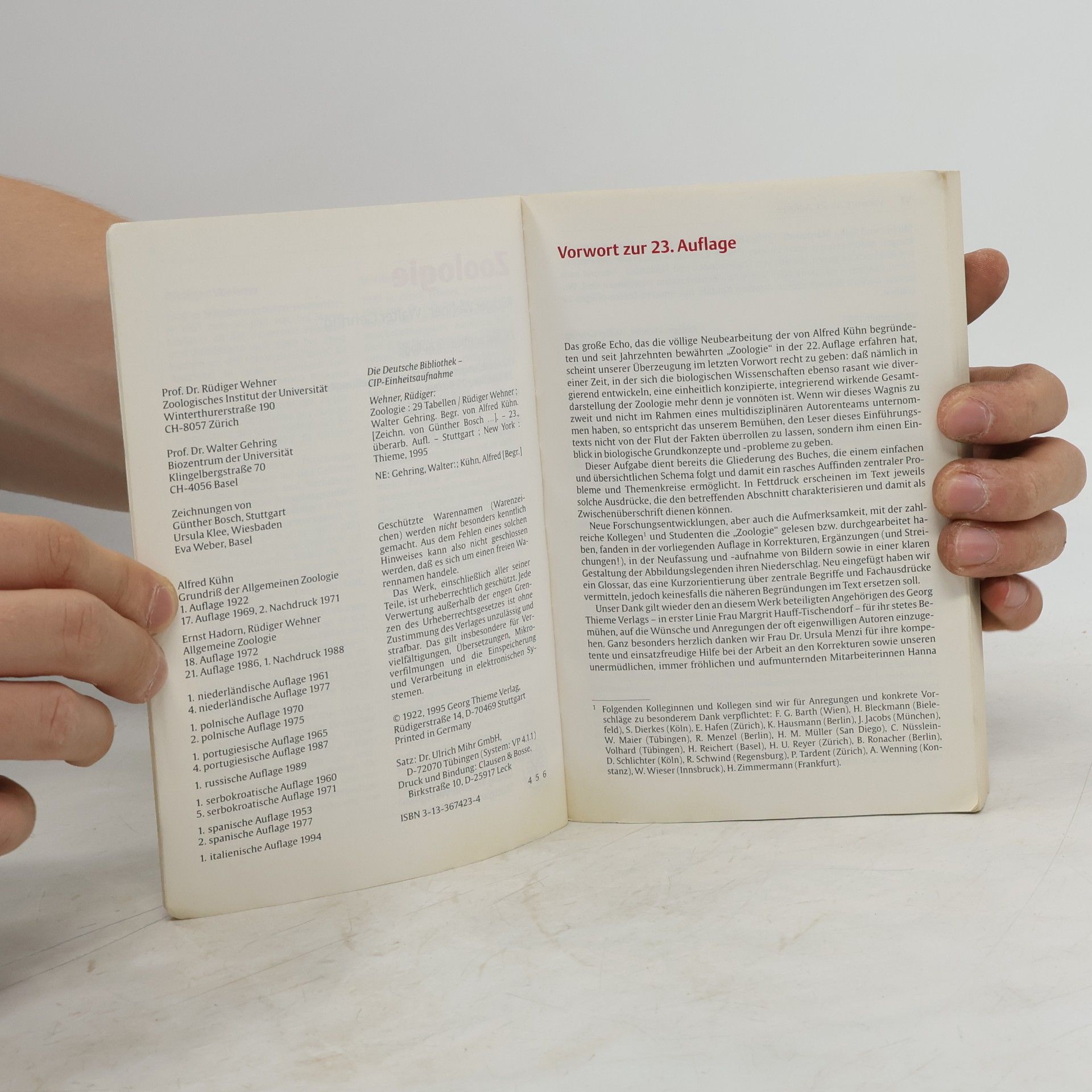 Rüdiger Wehner Zoologie. 23. Auflage