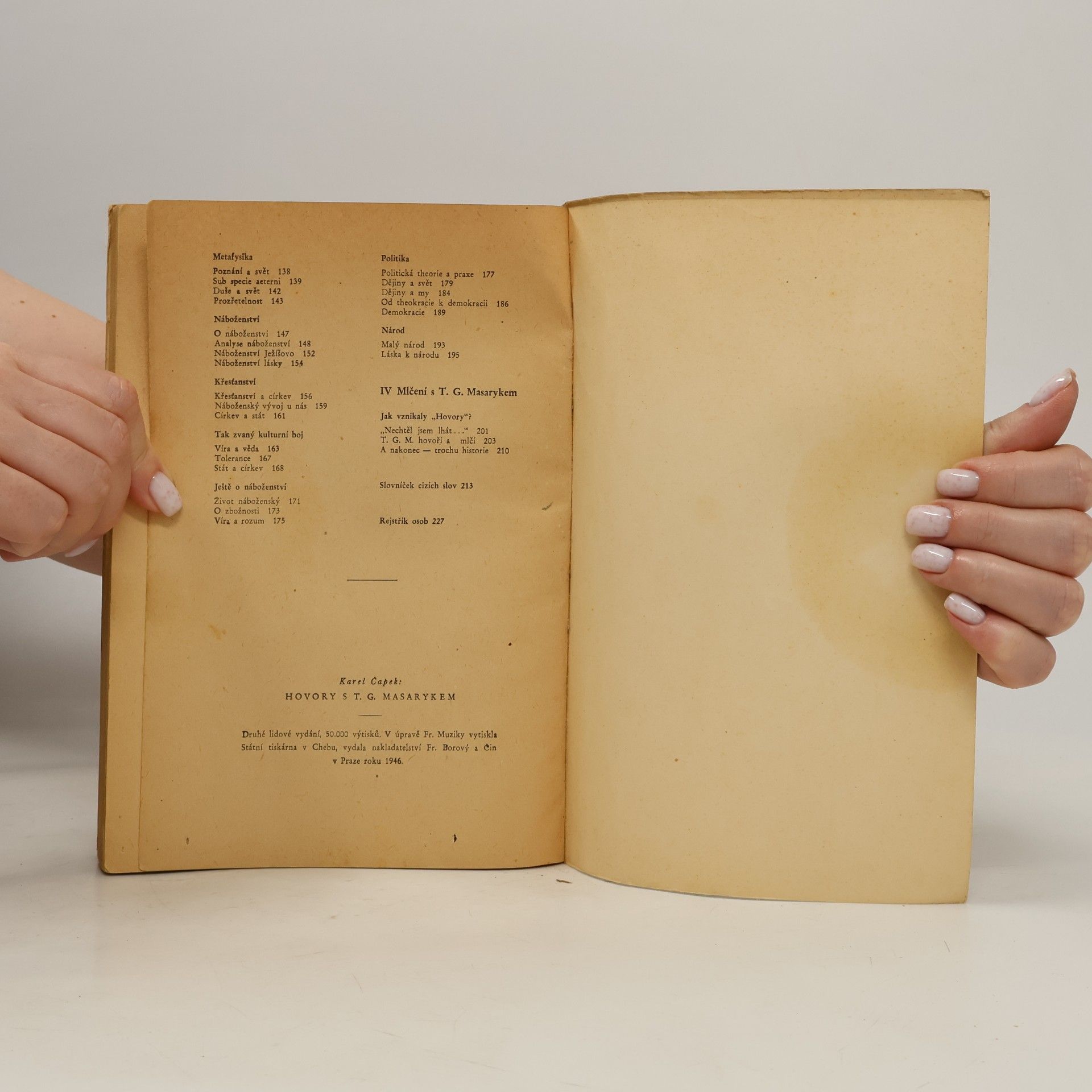 Karel Čapek Hovory s T. G. Masarykem