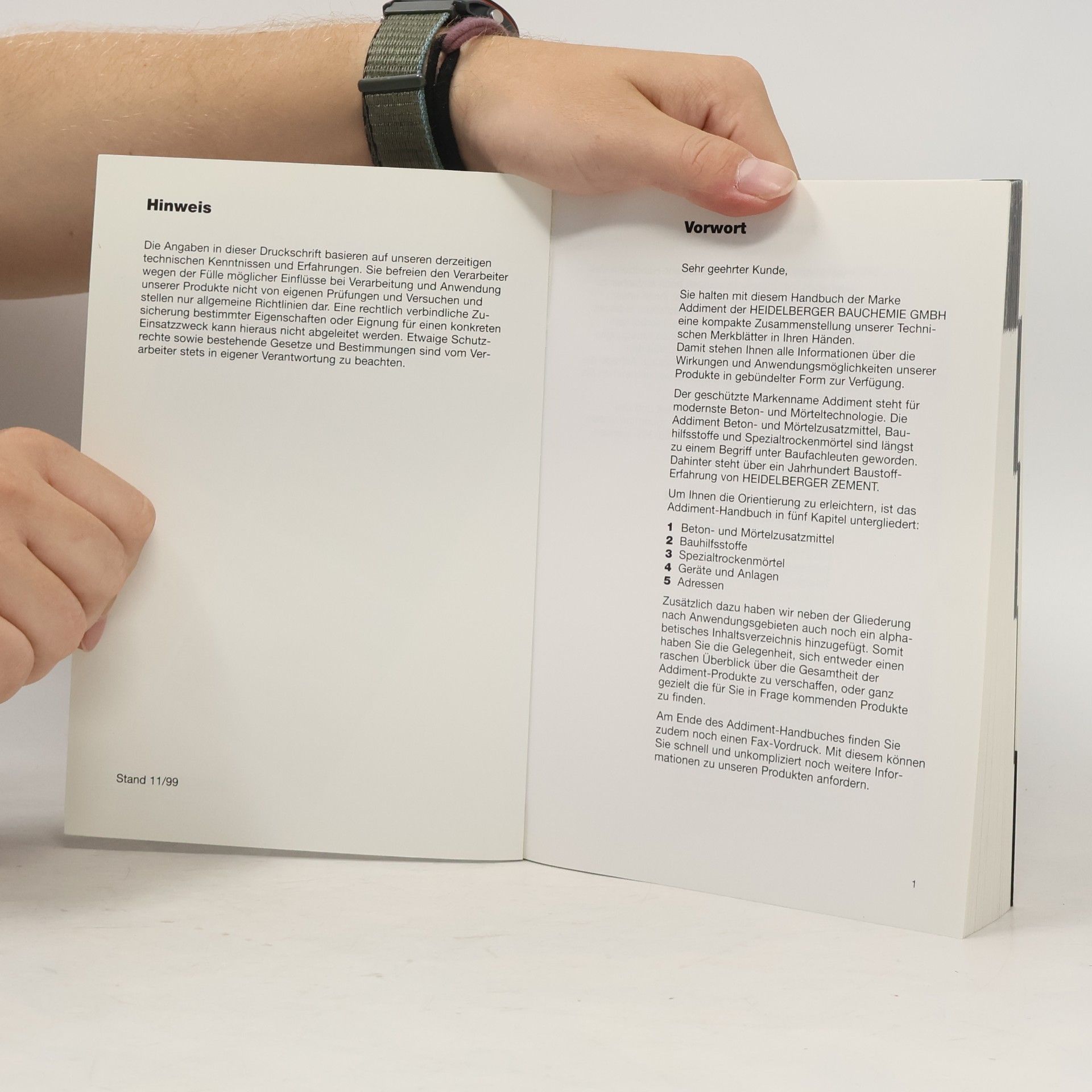Various authors Technische Dokumentation. Addiment Beton- und Mörteltechnologie