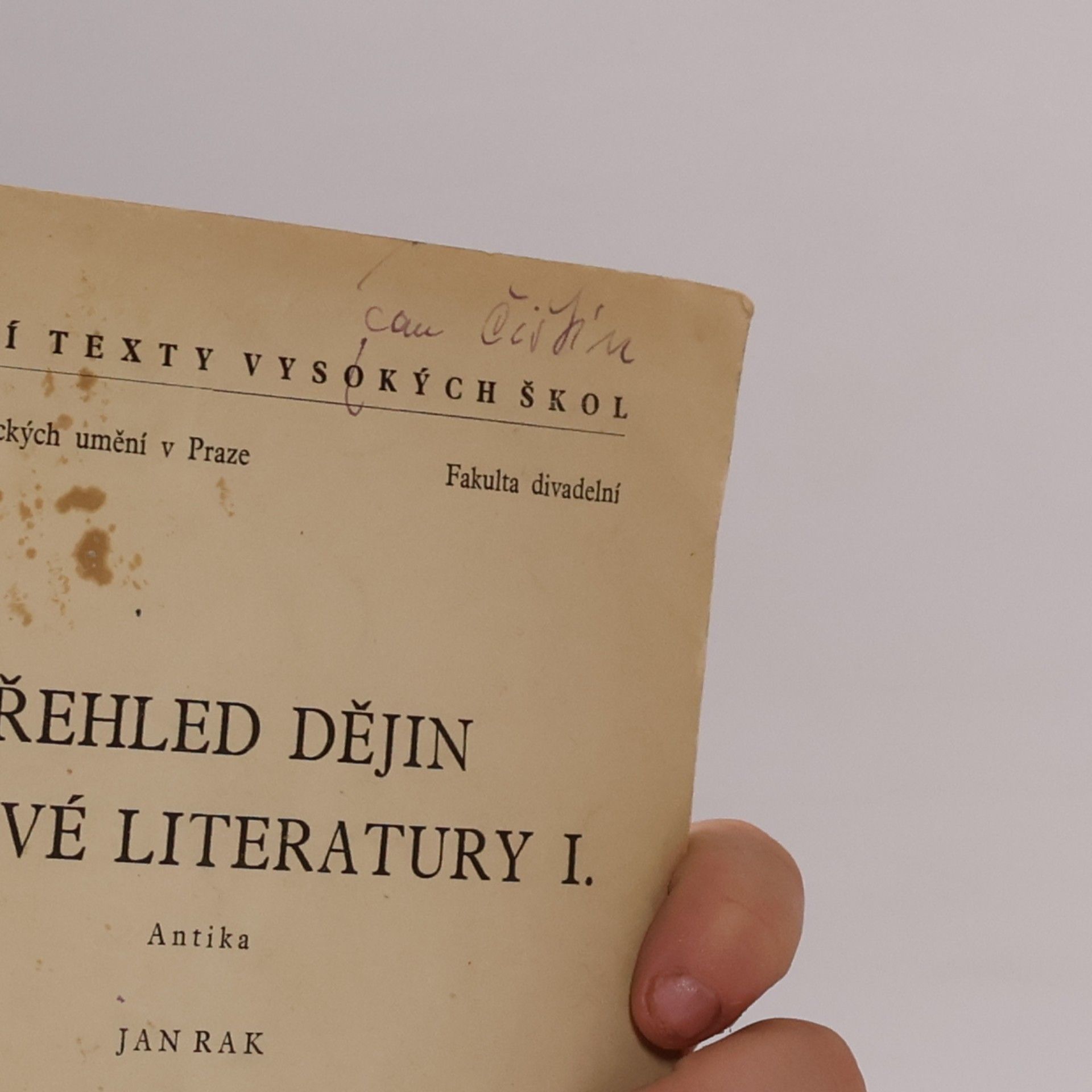 Jan Rak Přehled dějin světové literatury I.