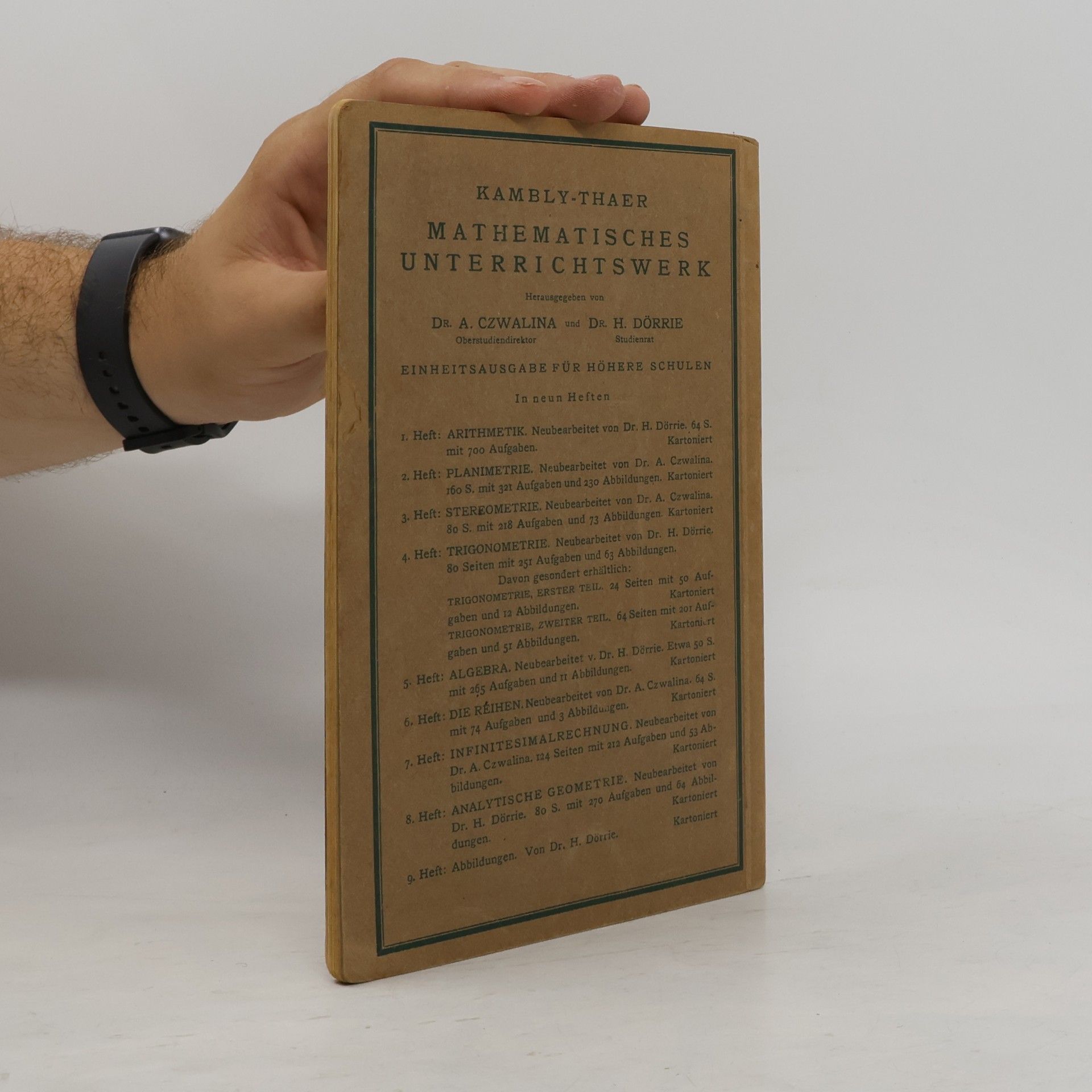 Dr. A. Czwalina Kambly-Thaer: Mathematisches Unterrichtswerk III.